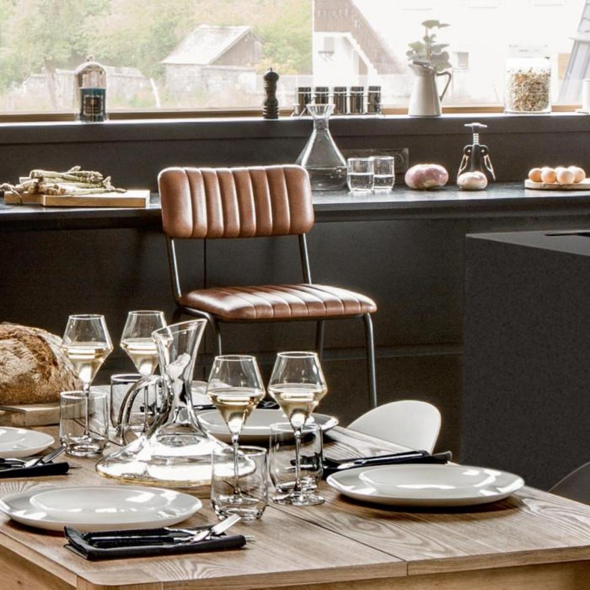 ATMOSPHERA Lot de 2 Chaises de Bar Design  Dario  103cm Marron