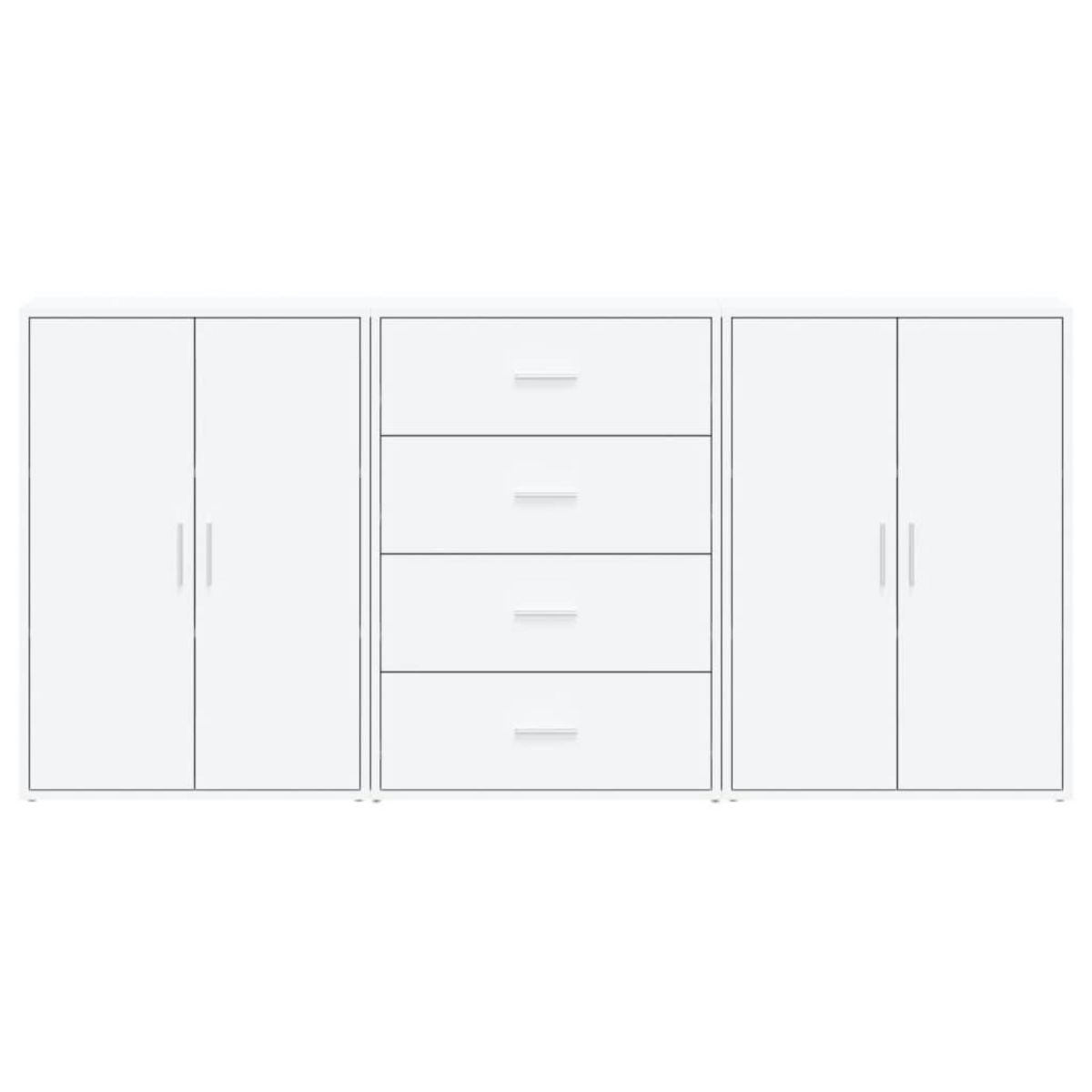 VIDAXL Buffets 3 pcs blanc 60x31x84 cm bois d'ingenierie