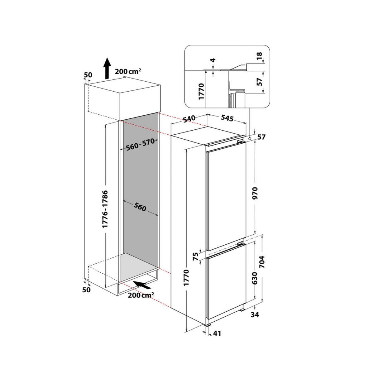 Whirlpool Réfigérateur combiné intégrable à glissières 268l statique - WHC18D021A1SFFR