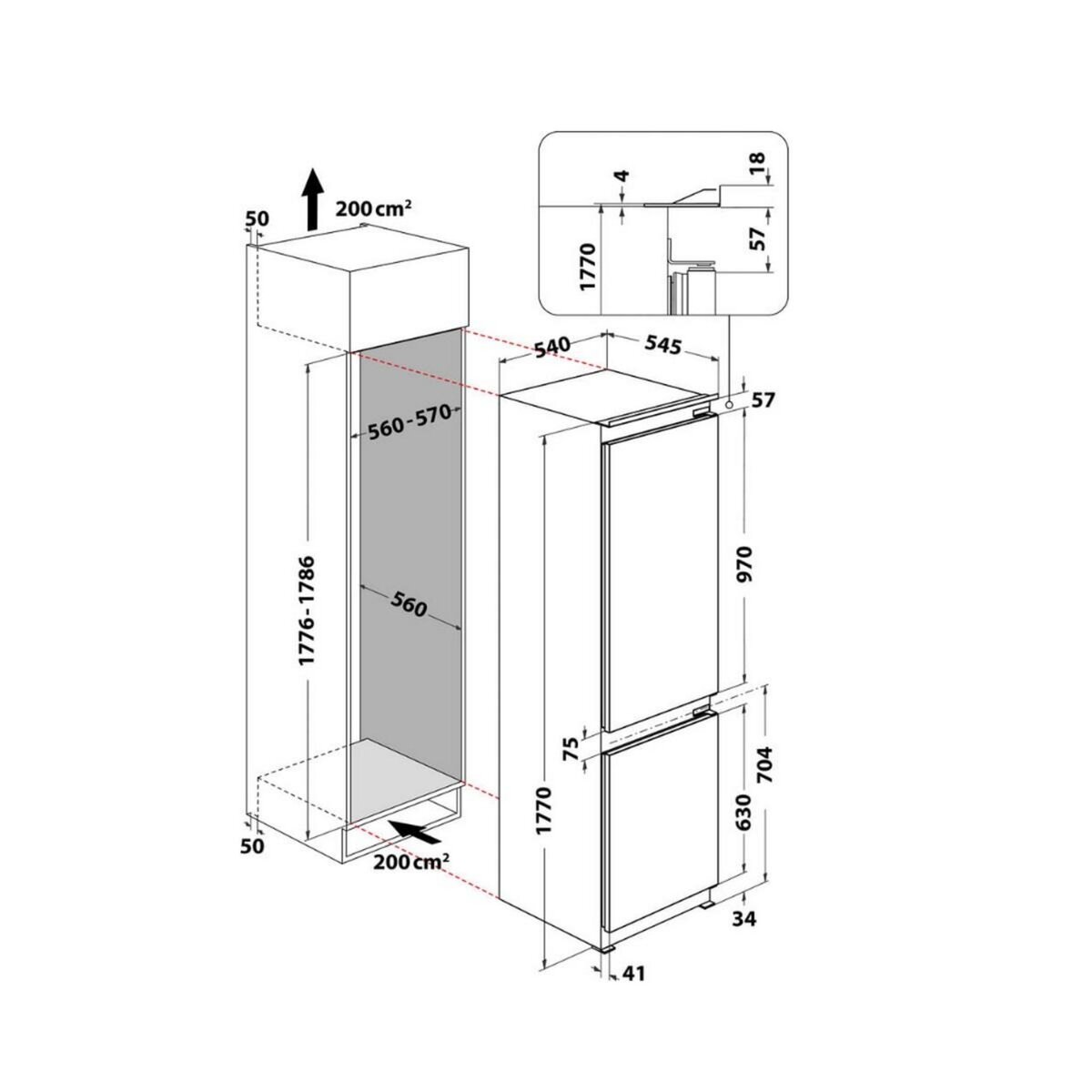 Whirlpool Réfigérateur combiné intégrable à glissières 268l statique - WHC18D021A1SFFR
