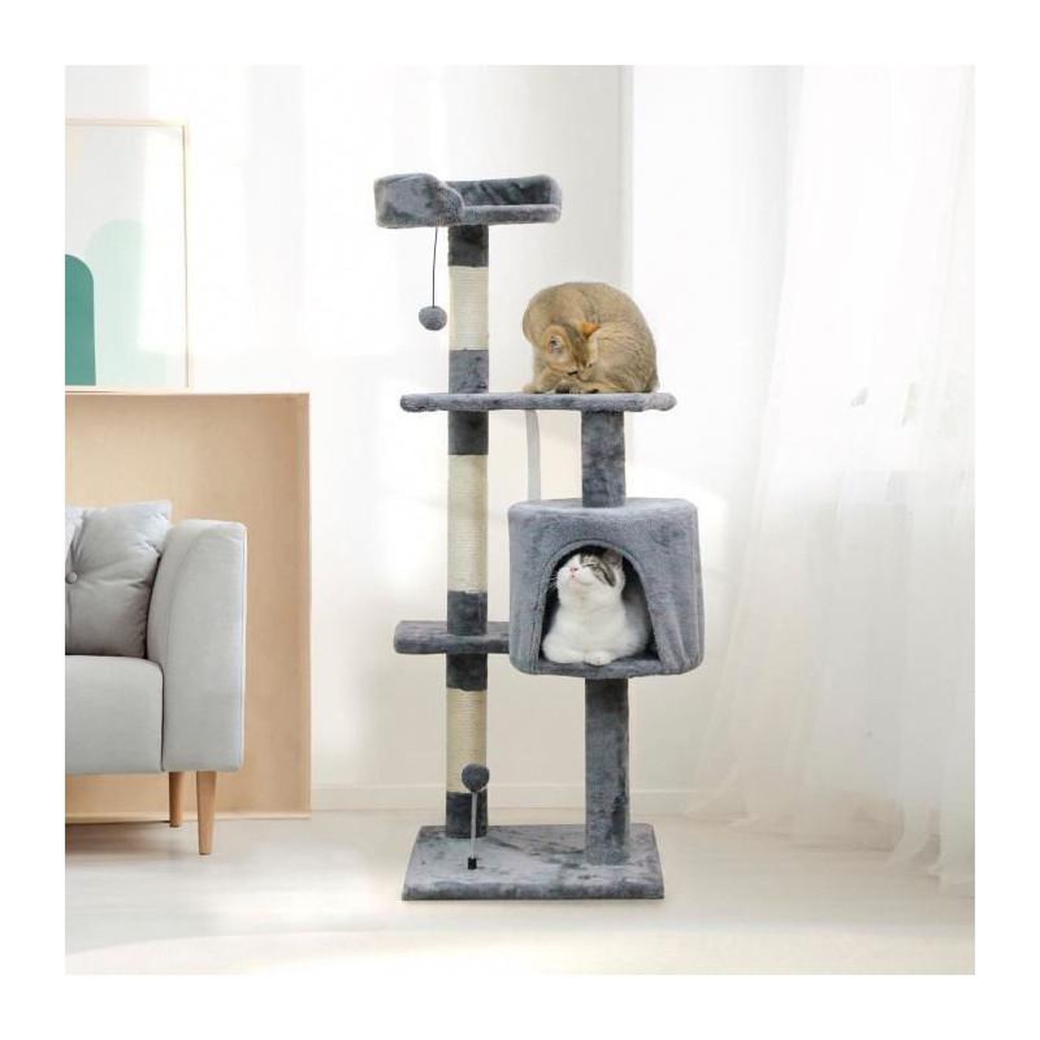 Voir la diapositive 2 : GENERIQUE Arbre a chat  JASPER - 40 x 40 x 114 cm - Gris