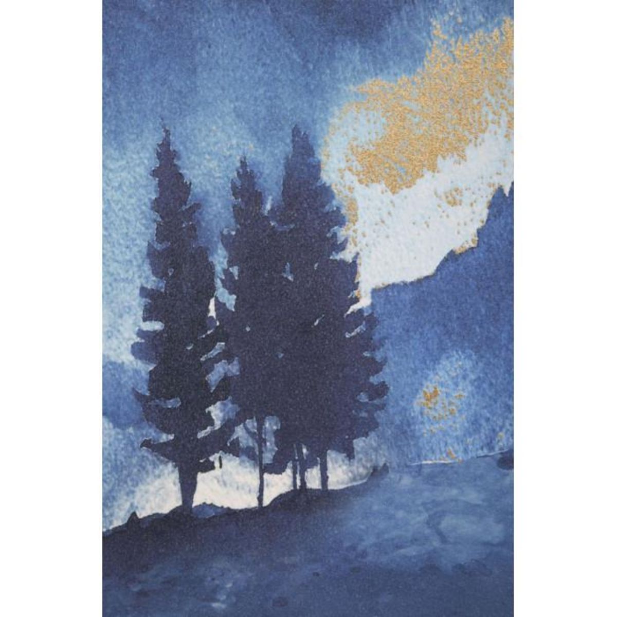 Paris Prix Toile Imprimée Déco  Mountain Tree  80x120cm Bleu