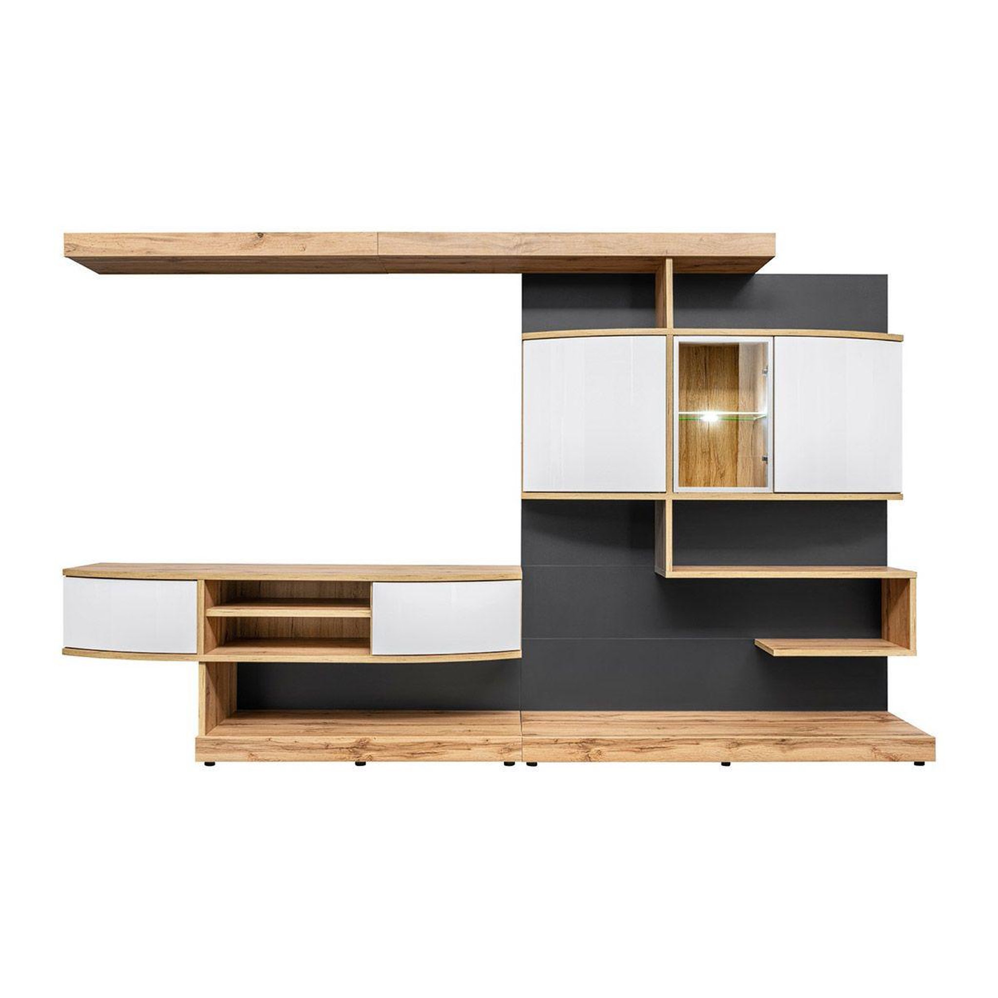 Voir la diapositive 3 : Paris Prix Ensemble meuble tv  palermo  300cm naturel & anthracite