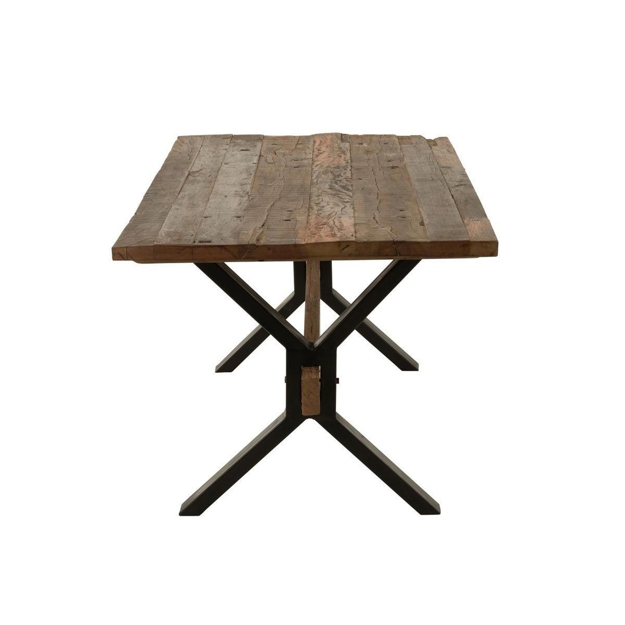 Voir la diapositive 3 : J-LINE Table à manger en bois vieilli  fannie  180cm marron