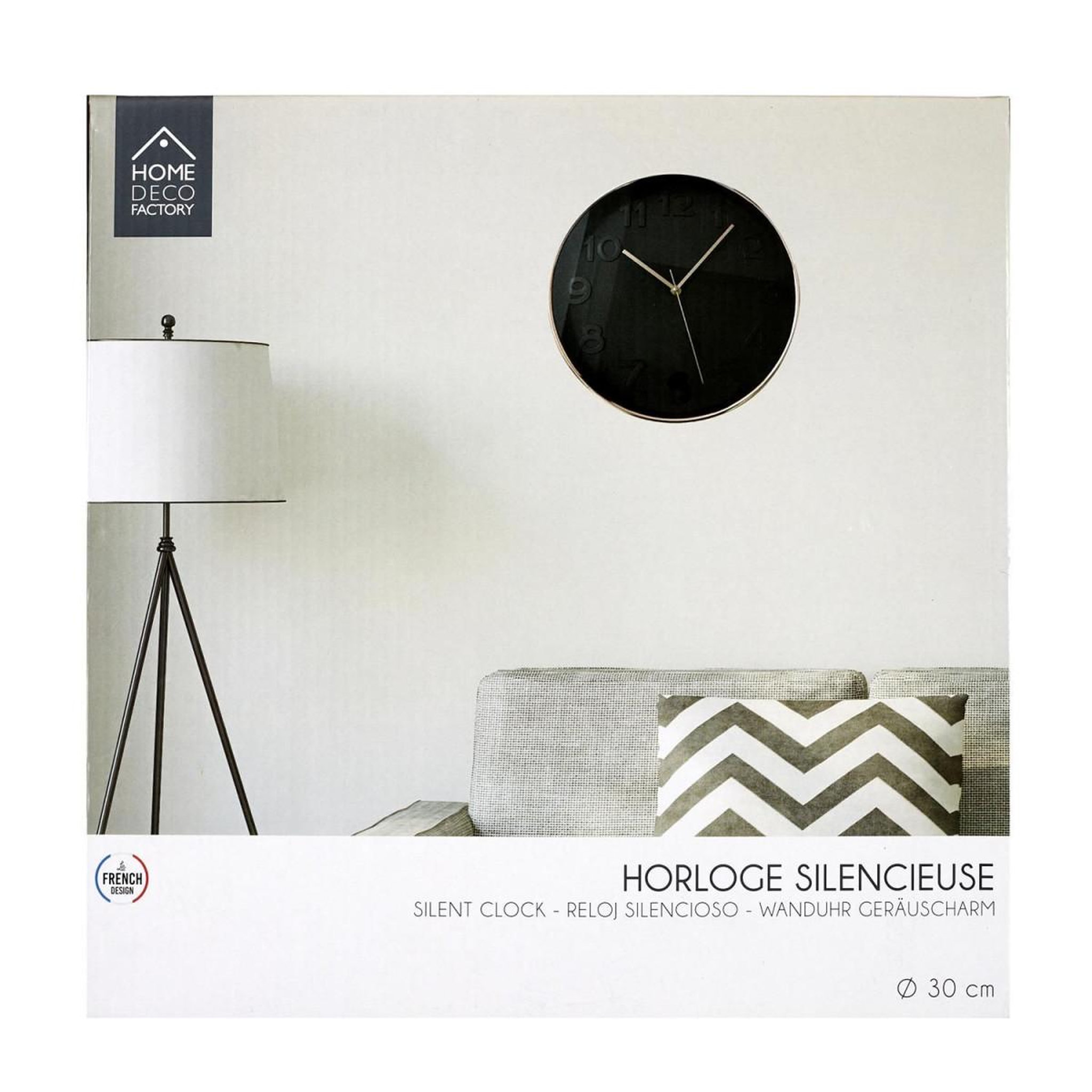Voir la diapositive 4 : The Home Deco Factory Horloge murale  gold  30cm noir & cuivre