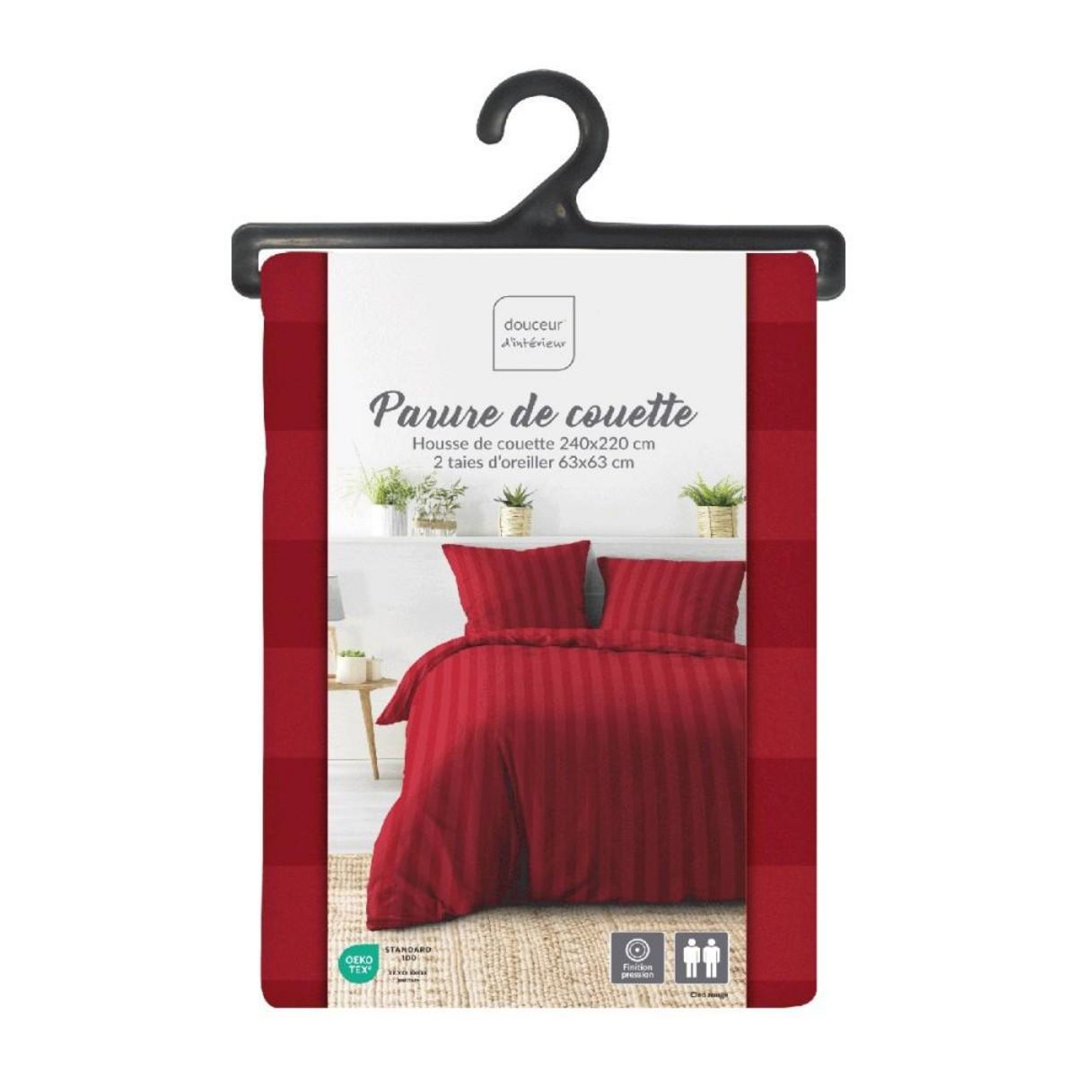 Douceur d'Intérieur Housse de couette 240x220 + 2 taies Cléo rouge uni microfibre