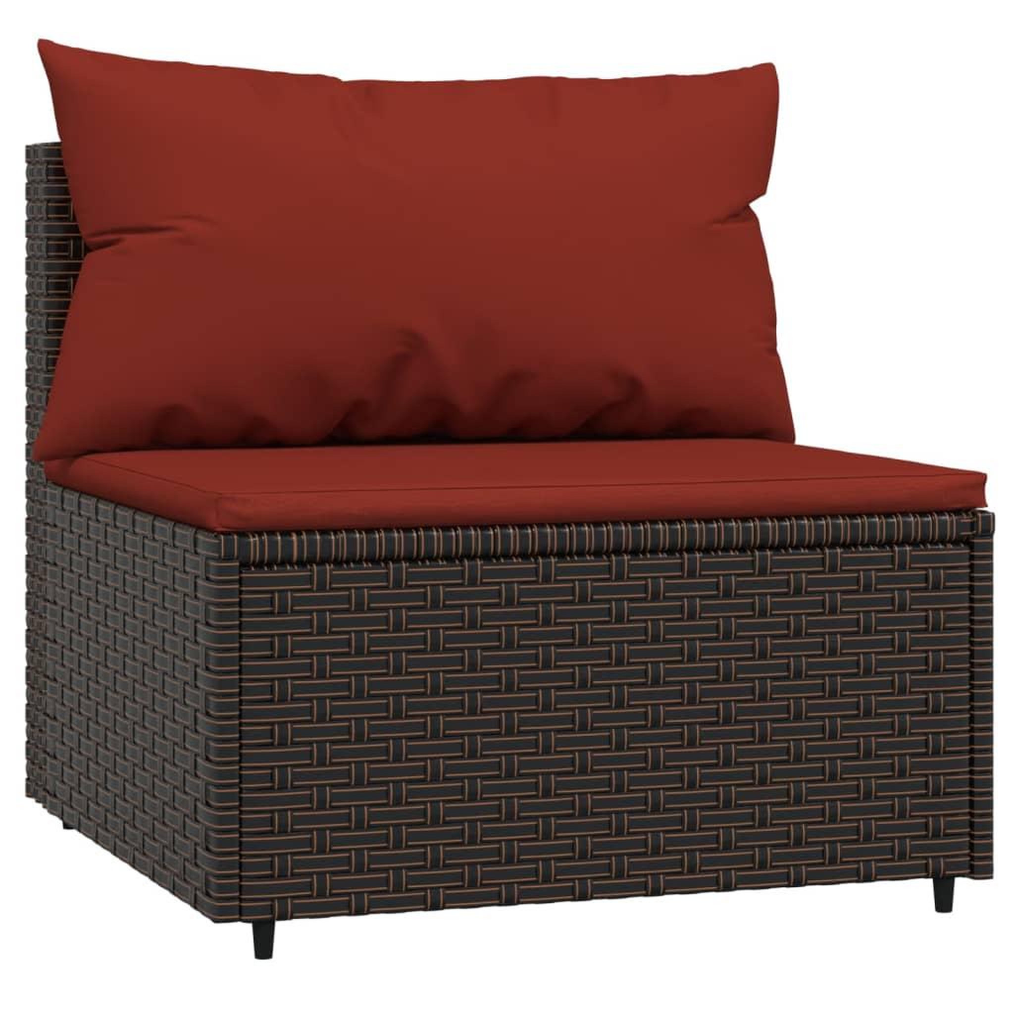 Voir la diapositive 2 : VIDAXL Canape central de jardin avec coussins marron resine tressee