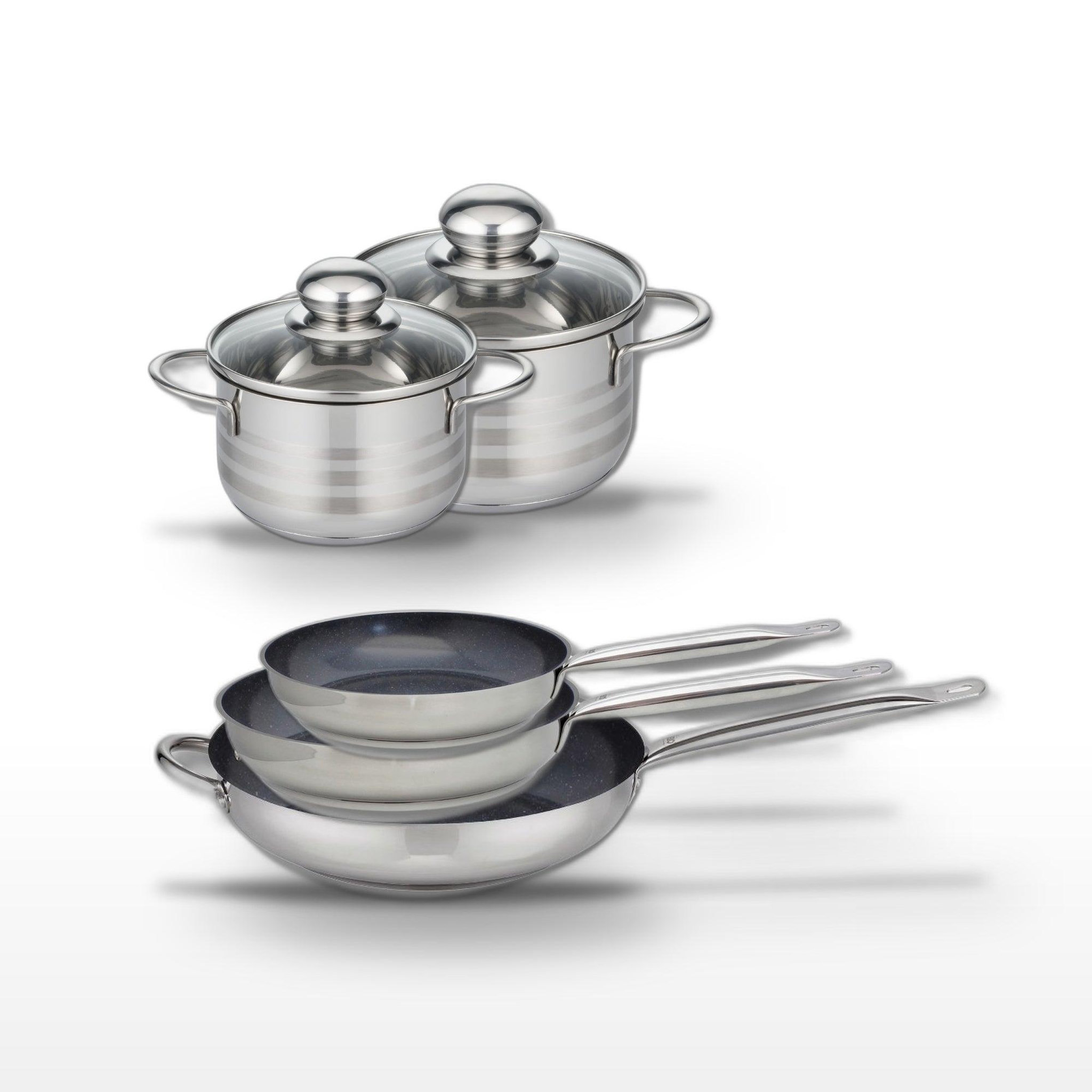 ELO Lot de 3 poêles céramique 24/28/32 cm elo profi therm platinum et 2 faitouts elo brillant