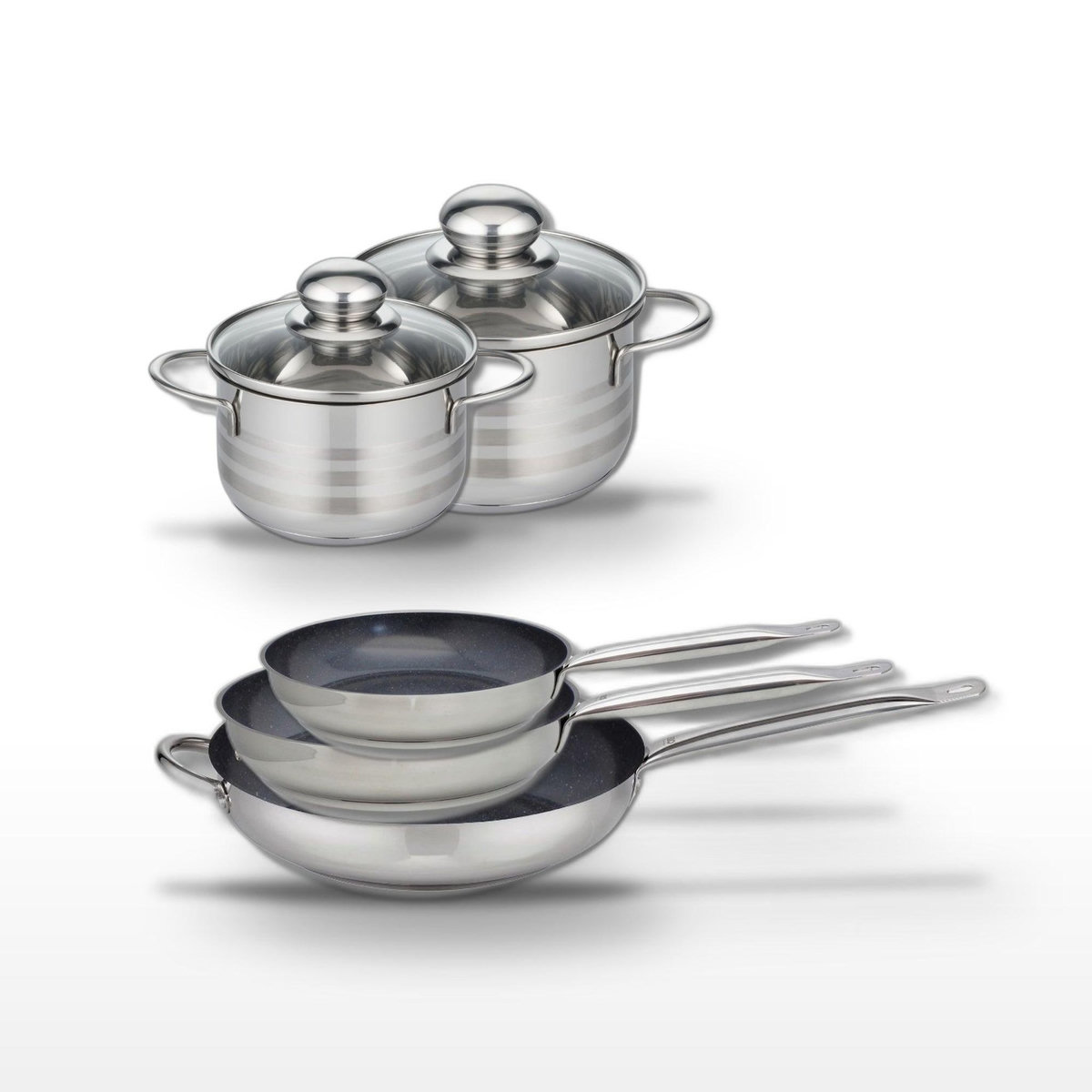 ELO Lot de 3 Poêles céramique 24/28/32 cm Elo Profi Therm Platinum et 2 Faitouts Elo Brillant