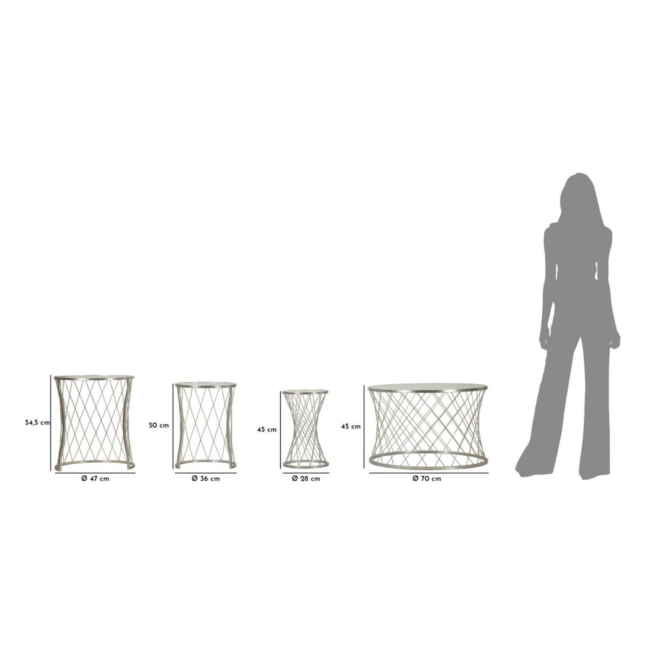 Voir la diapositive 6 : Paris Prix Lot de 4 tables d'appoint design  noah  70cm argent