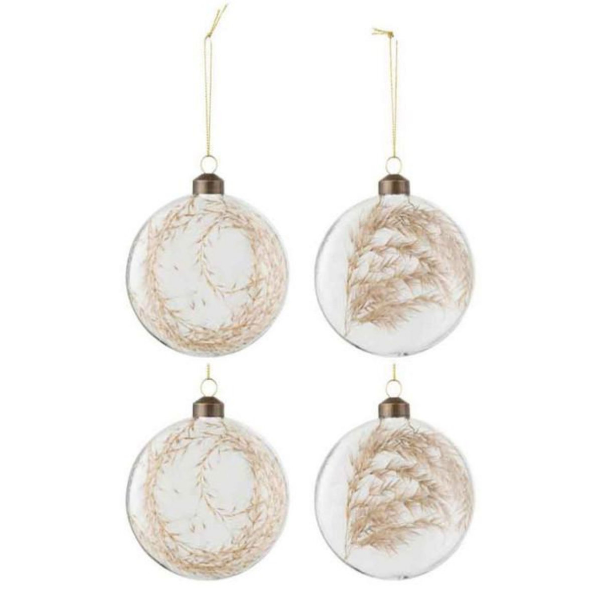 Paris Prix Lot de 4 Boules de Noël  Pampas  10cm Transparent