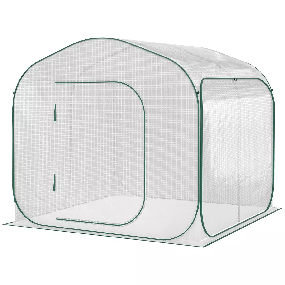 OUTSUNNY Serre pop-up - serre de jardin pop-up - porte zippée enroulable - dim. 2,08L x 2,08l x 1,95H m - sac transport inclus - PE blanc vert