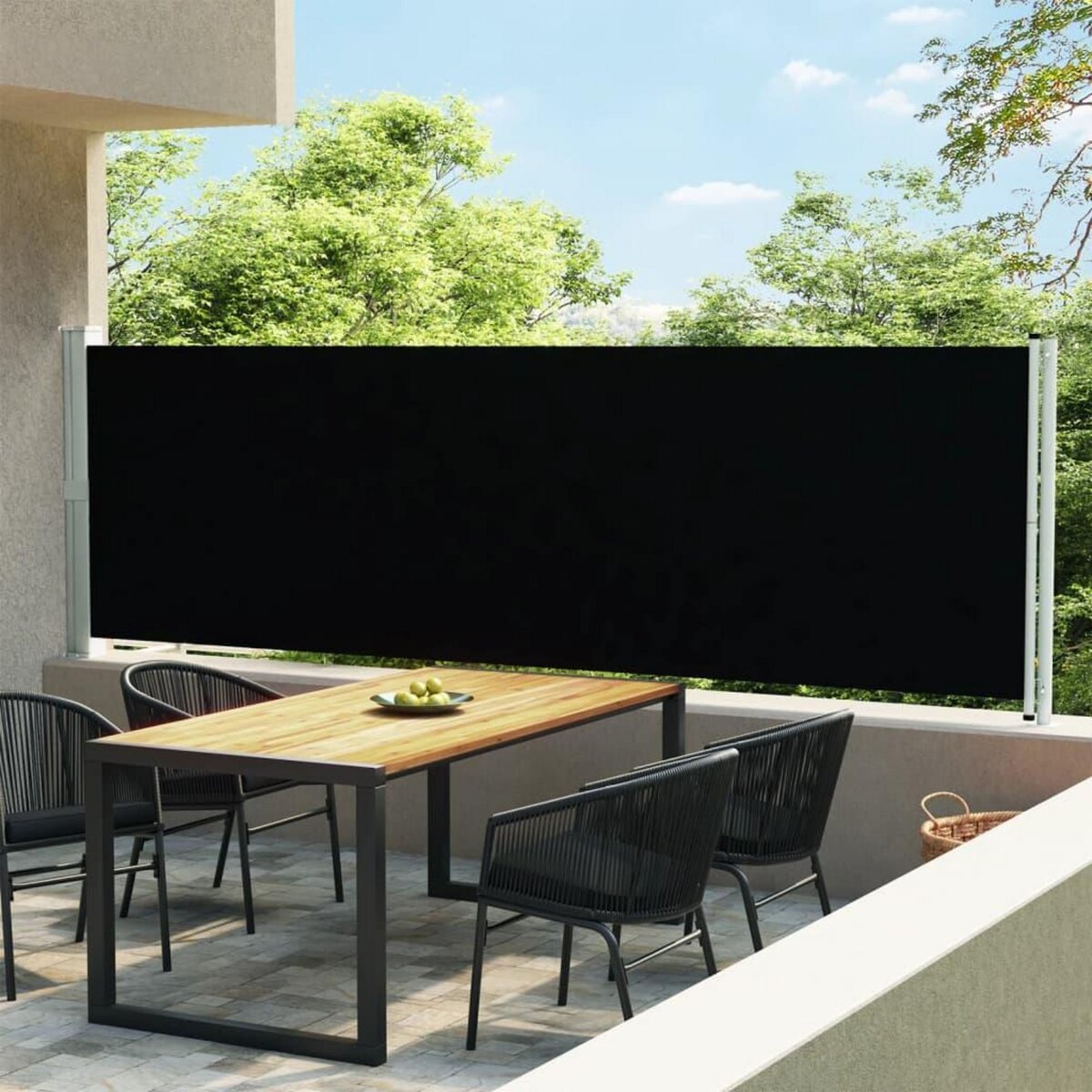 VIDAXL Auvent lateral retractable de patio 140x600 cm Noir