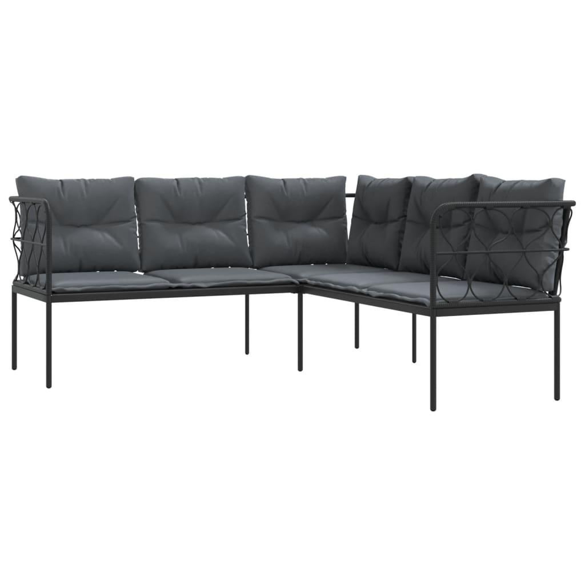 Voir la diapositive 2 : VIDAXL Canape de jardin avec coussins forme de L noir acier textilene