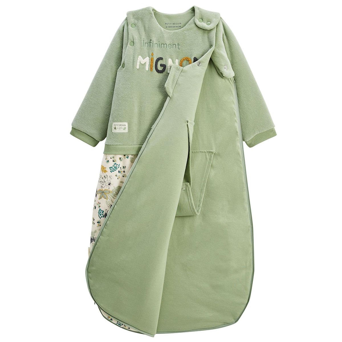 Petit Béguin Gigoteuse d'hiver en velours avec manches amovibles Boavista