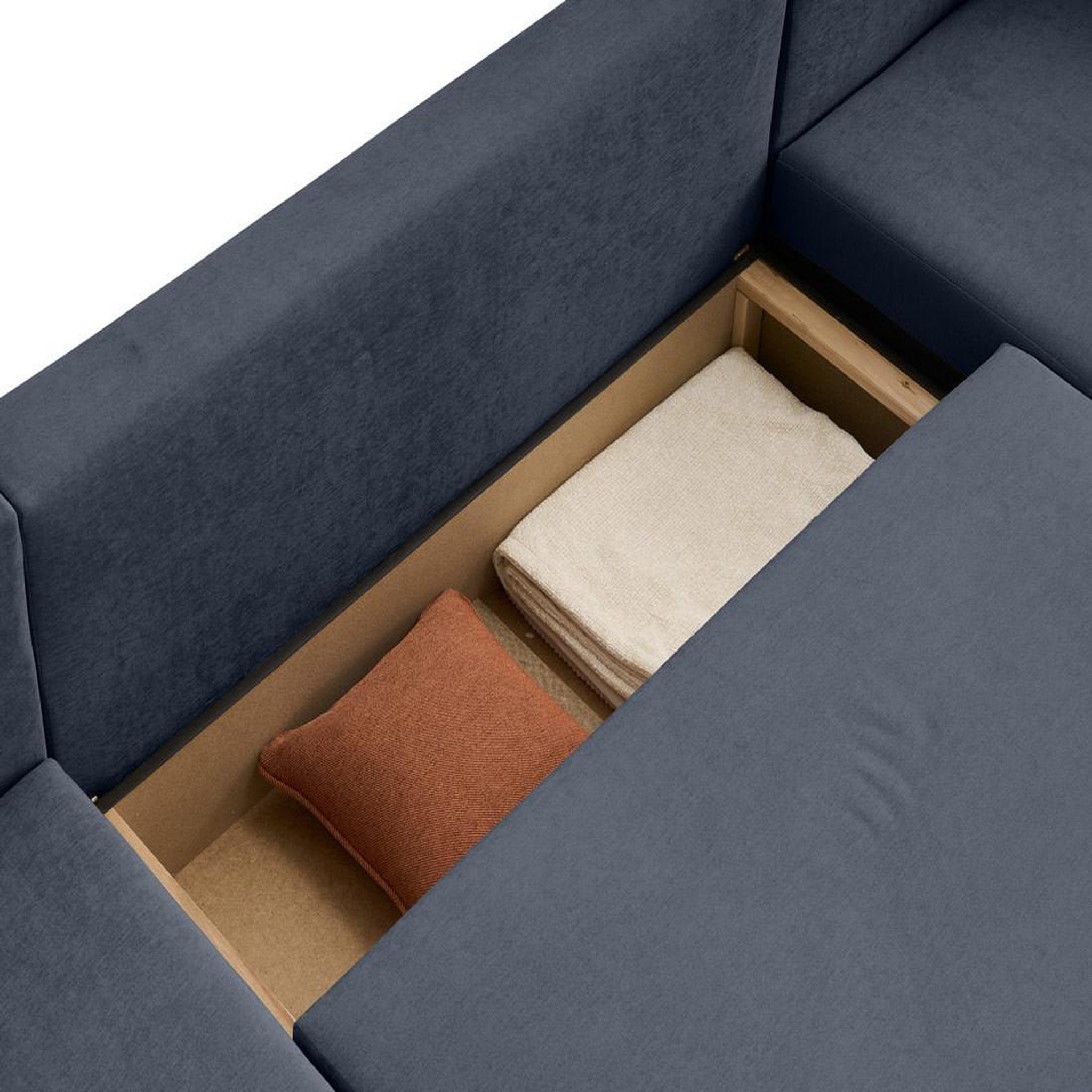 Voir la diapositive 4 : BEST MOBILIER Topaze - canapé panoramique - 7 places - convertible avec coffre - en tissu