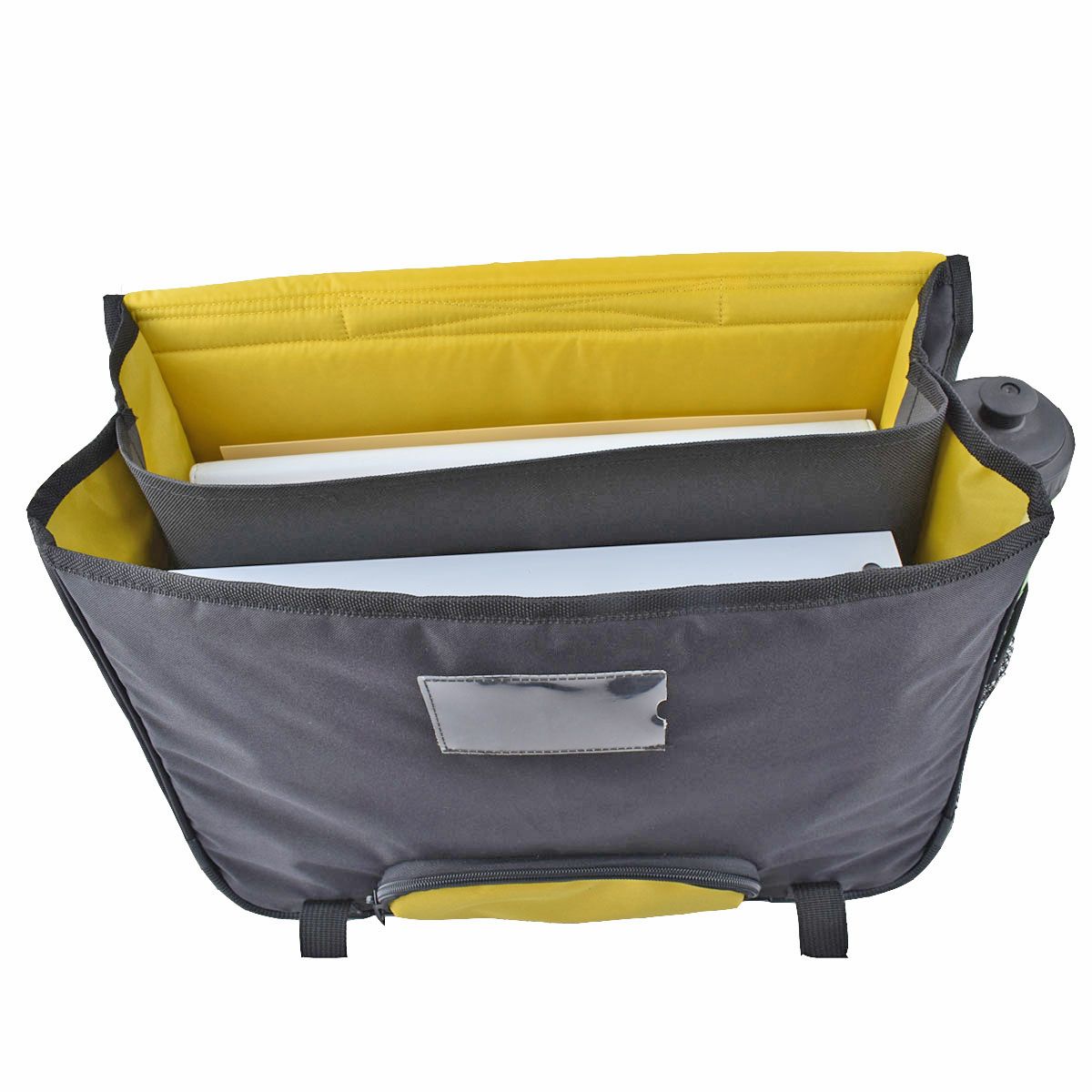 AUCHAN Cartable 41 cm CM1/CM2 noir avec pochette jaune