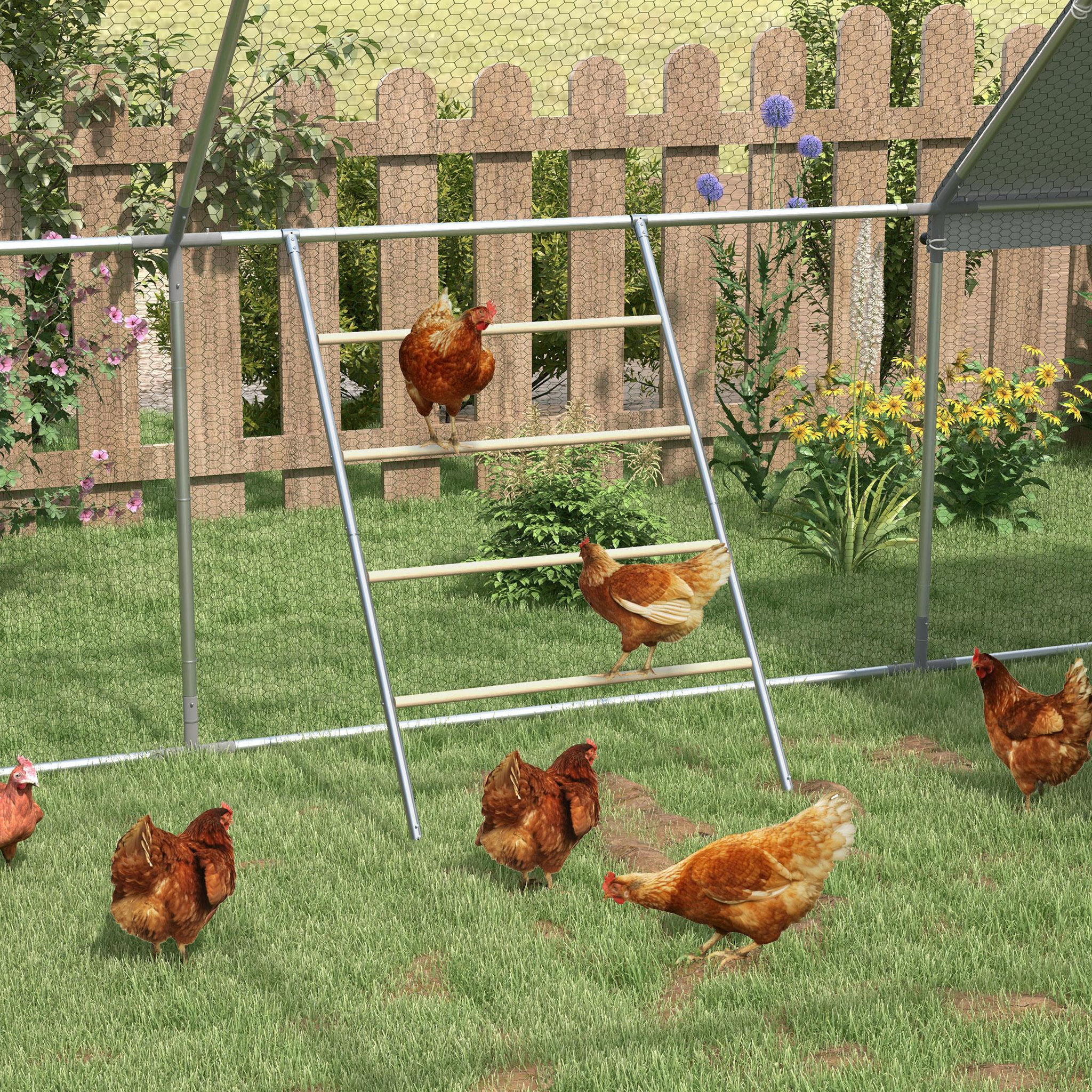 Voir la diapositive 2 : PAWHUT Grand perchoir échelle poules 4 niv. compatible enclos poulailler