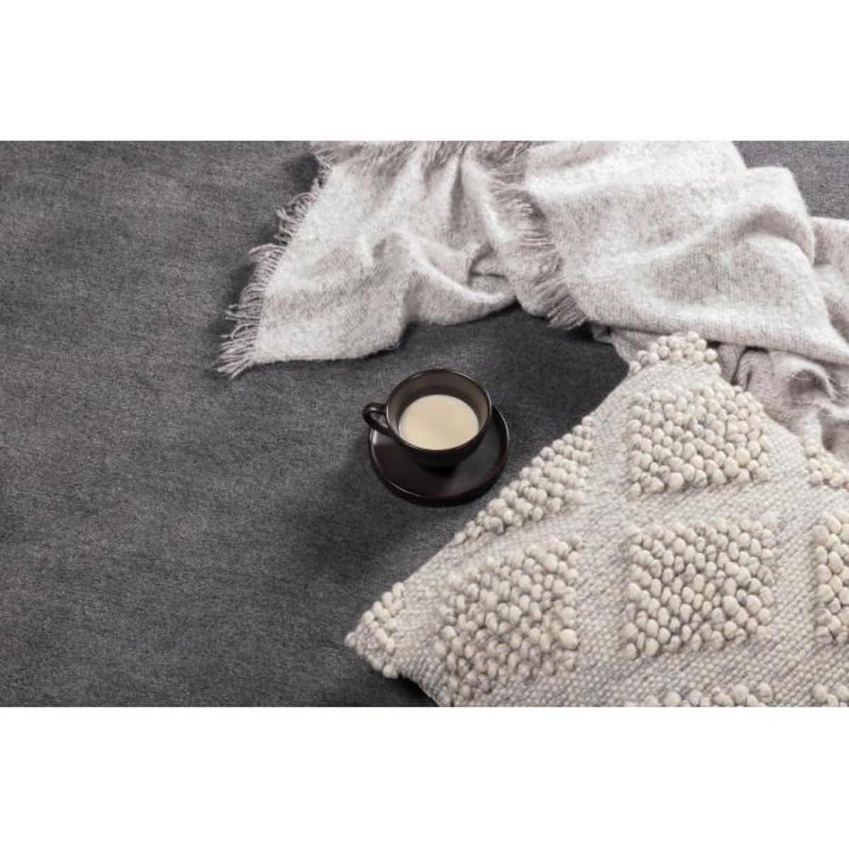 Paris Prix Tapis Déco Rond en Laine  Ulla  200cm Gris Foncé