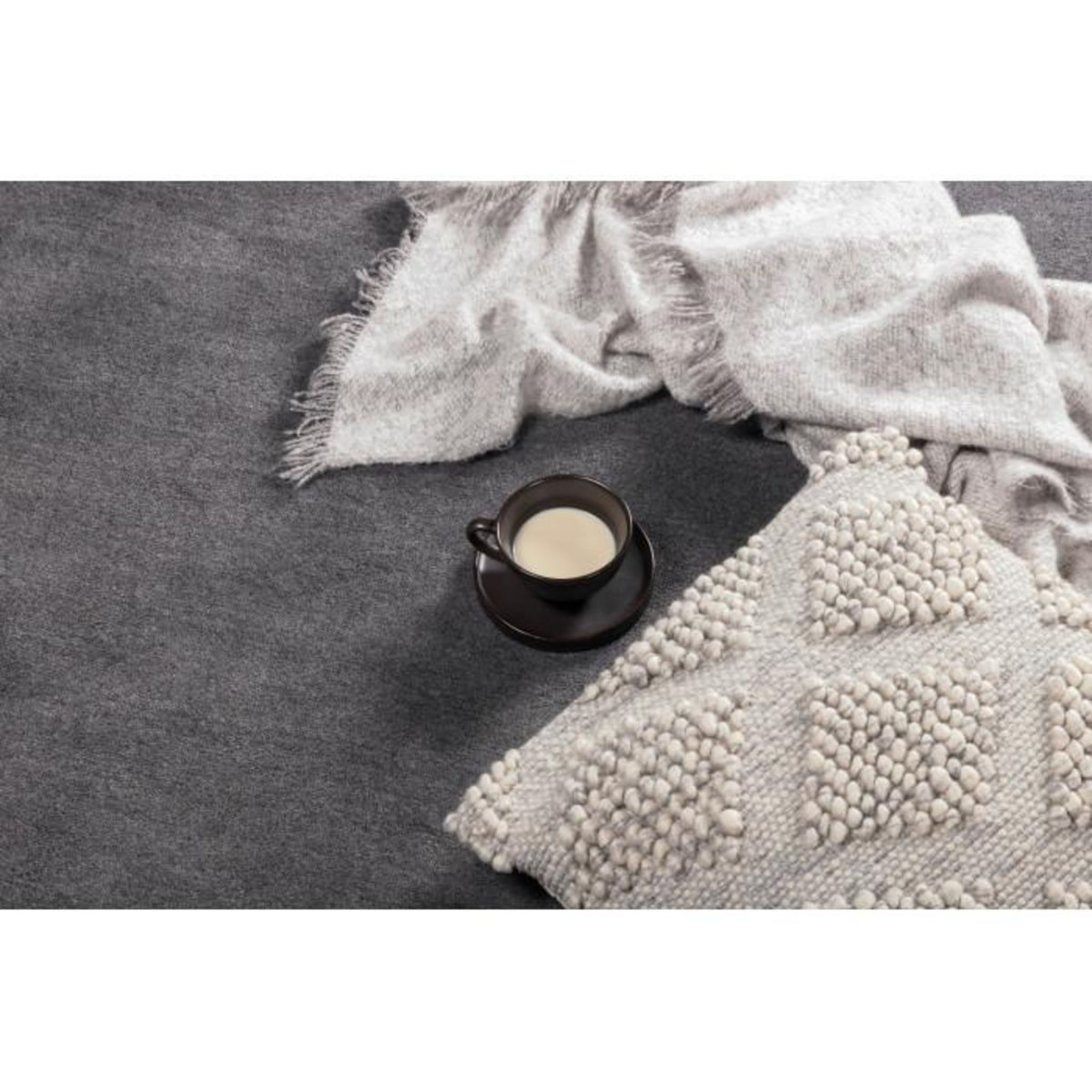 Paris Prix Tapis Déco Rond en Laine  Ulla  200cm Gris Foncé