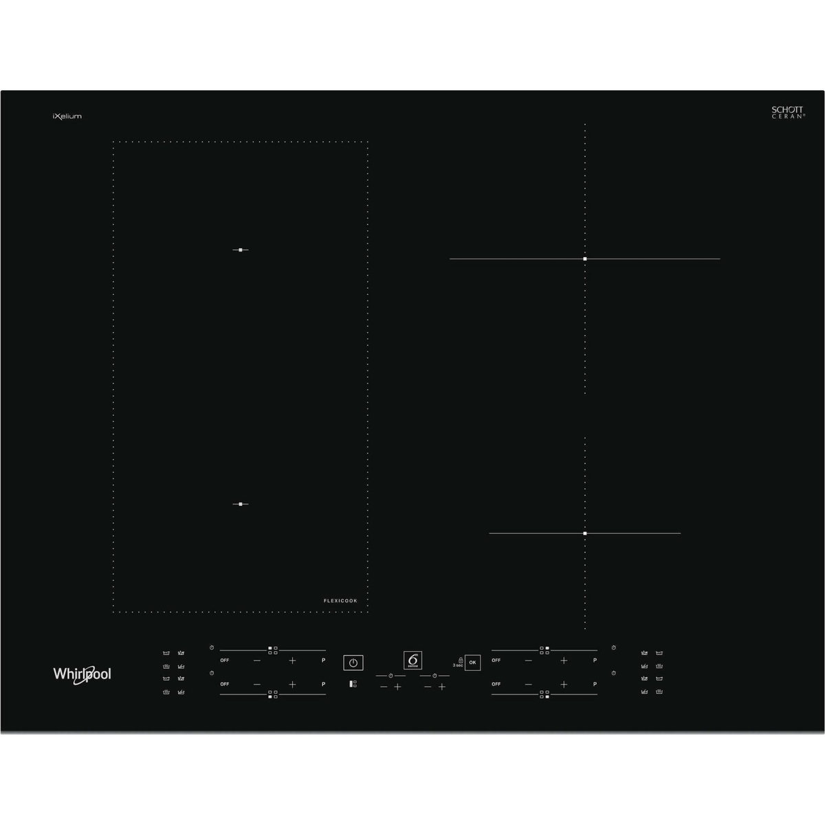 Whirlpool Table de cuisson à induction 65cm 4 feux 7200w noir - wlb4265bfixl
