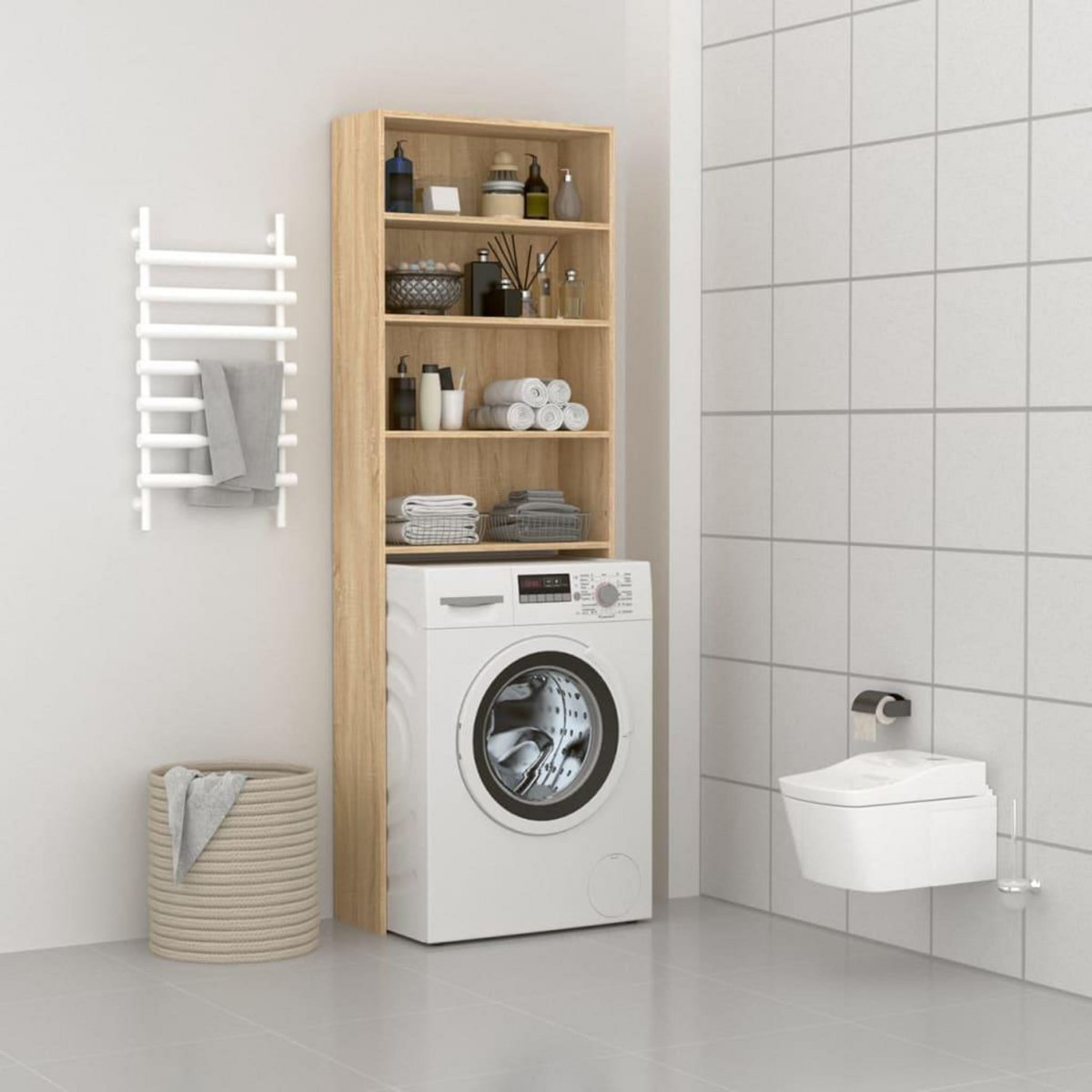 VIDAXL Meuble de machine a laver Chene sonoma 64x24x190 cm