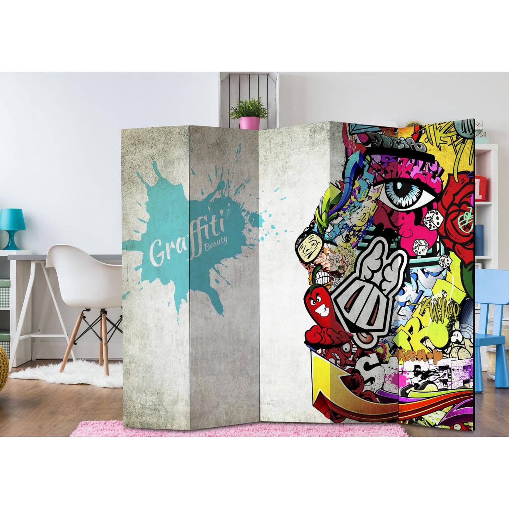 Voir la diapositive 2 : Paris Prix Paravent 5 volets  graffiti beauty  172x225cm