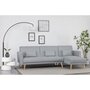 Voir la diapositive 3 : CONCEPT USINE Canapé d'angle réversible et convertible 4 places en tissu gris GRACE
