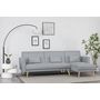 Voir la diapositive 3 : CONCEPT USINE Canapé d'angle réversible et convertible 4 places en tissu gris GRACE