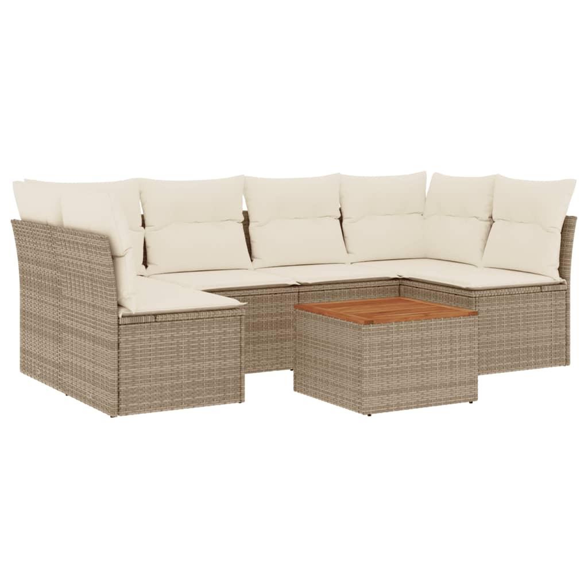Voir la diapositive 2 : VIDAXL Salon de jardin avec coussins 7 pcs beige resine tressee