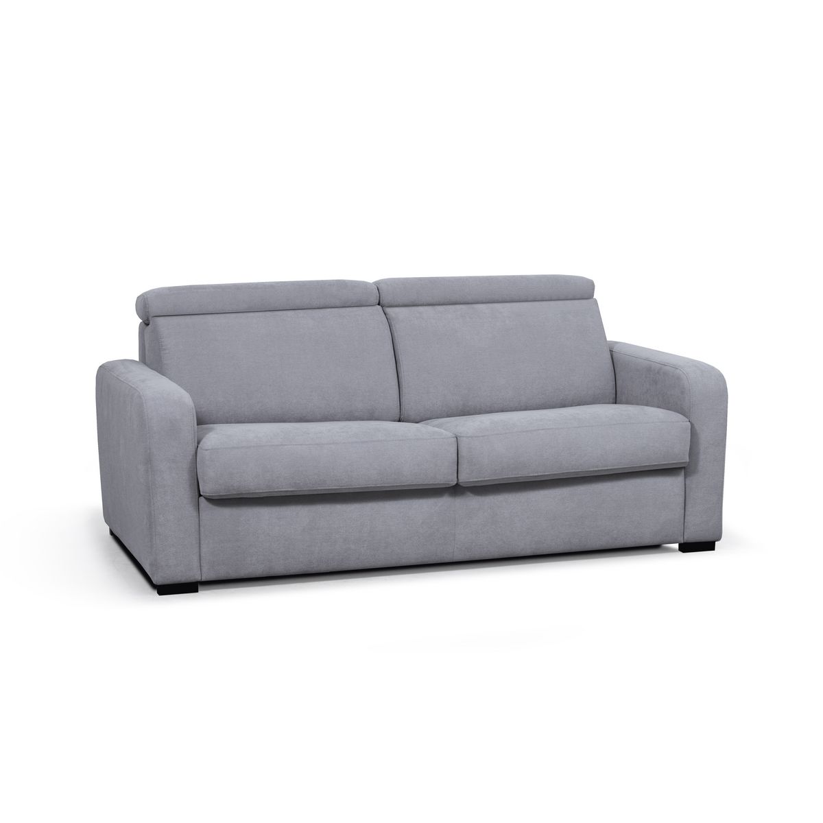 Canapé système couchage rapide 3 places en tissu gris clair CAROLE