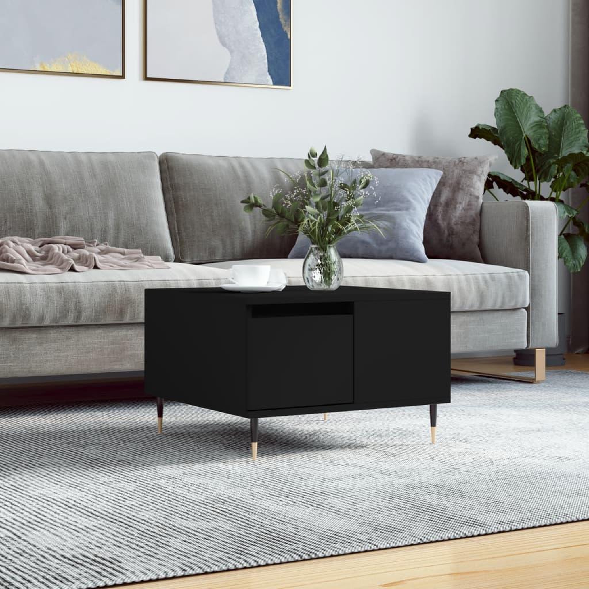 VIDAXL Table basse noir 55x55x36,5 cm bois d'ingenierie