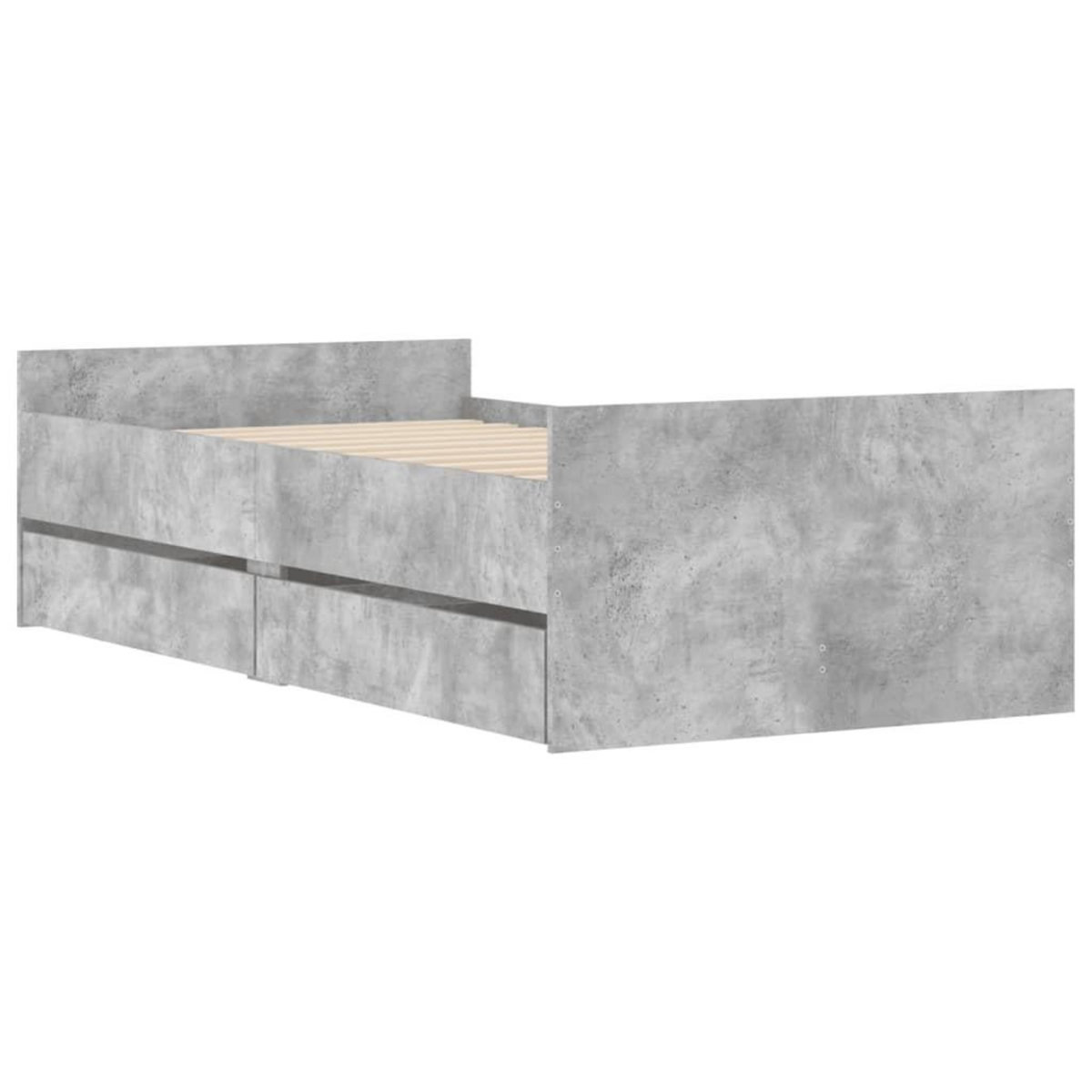 VIDAXL Cadre de lit avec tiroirs sans matelas gris beton 100x200 cm