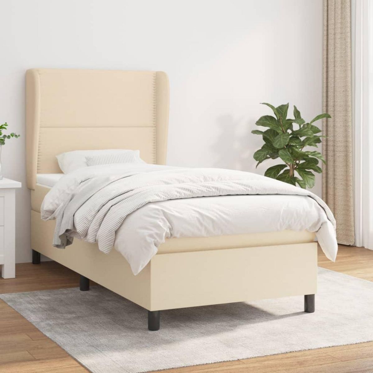 VIDAXL Sommier a lattes de lit avec matelas Creme 80x200 cm Tissu