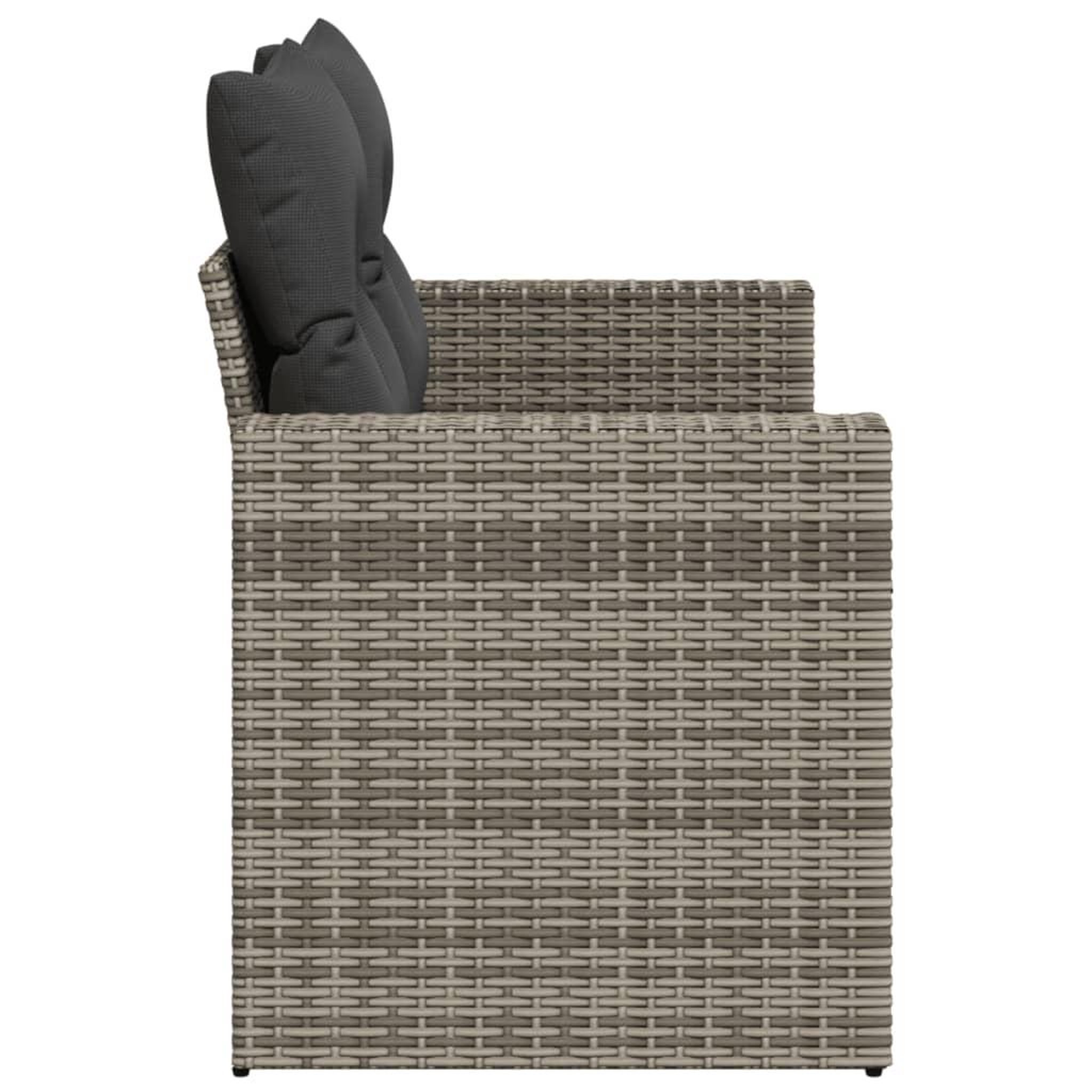 Voir la diapositive 5 : VIDAXL Canape de jardin 2 places avec coussins gris resine tressee