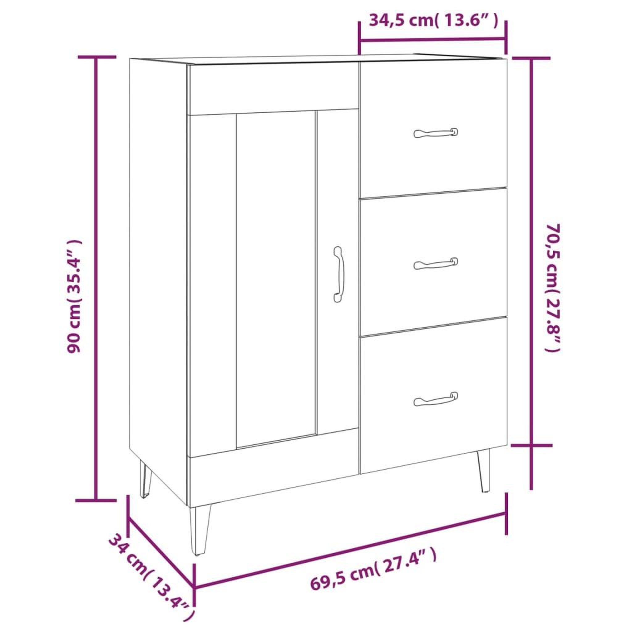 Voir la diapositive 6 : VIDAXL Buffet Gris beton 69,5x34x90 cm Bois d'ingenierie