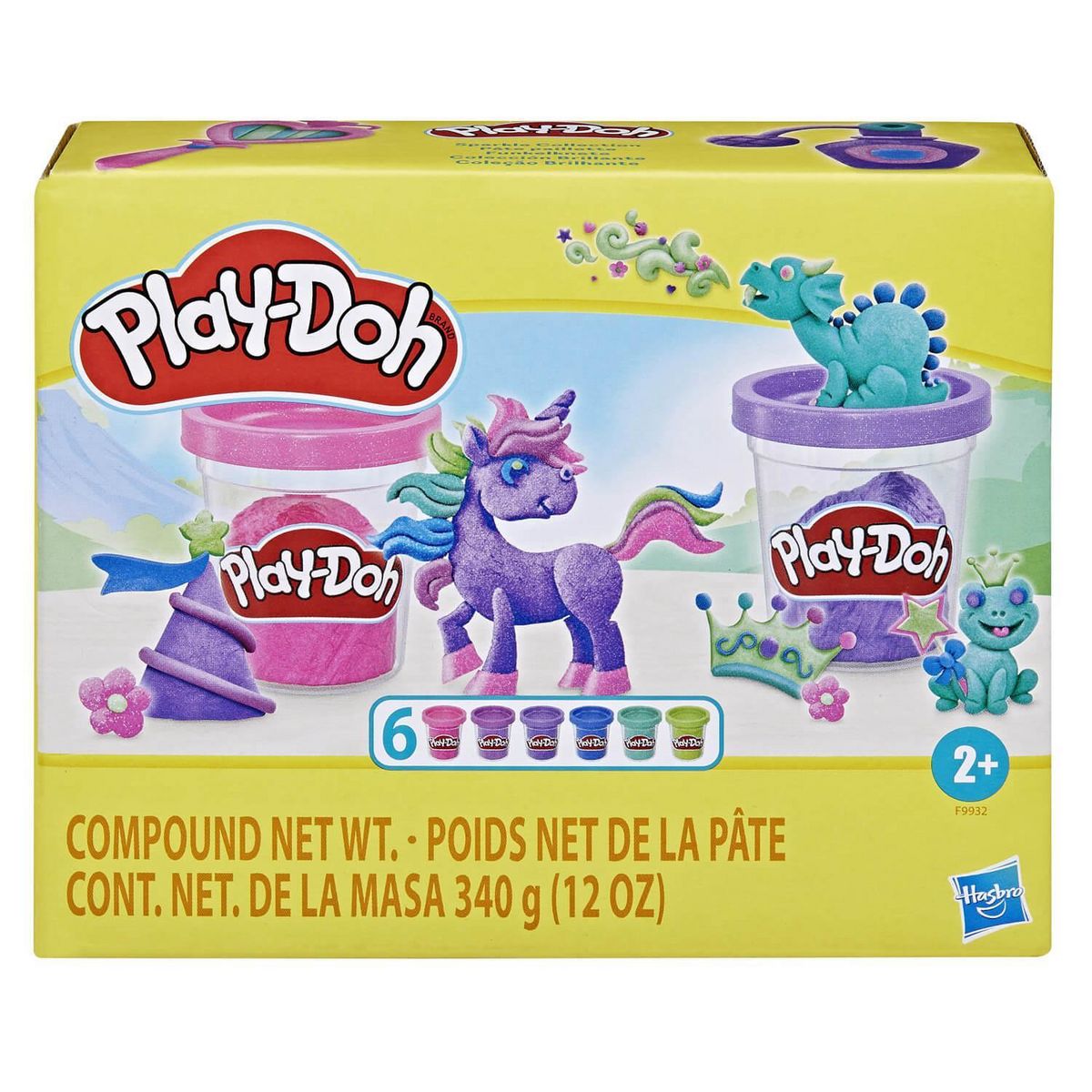 Play-Doh Coffret Play-Doh : 6 pots de pâte à modeler à paillettes