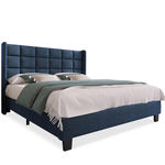 MERAX Lit simple avec sommier Lin. Coloris disponibles : Gris, Bleu
