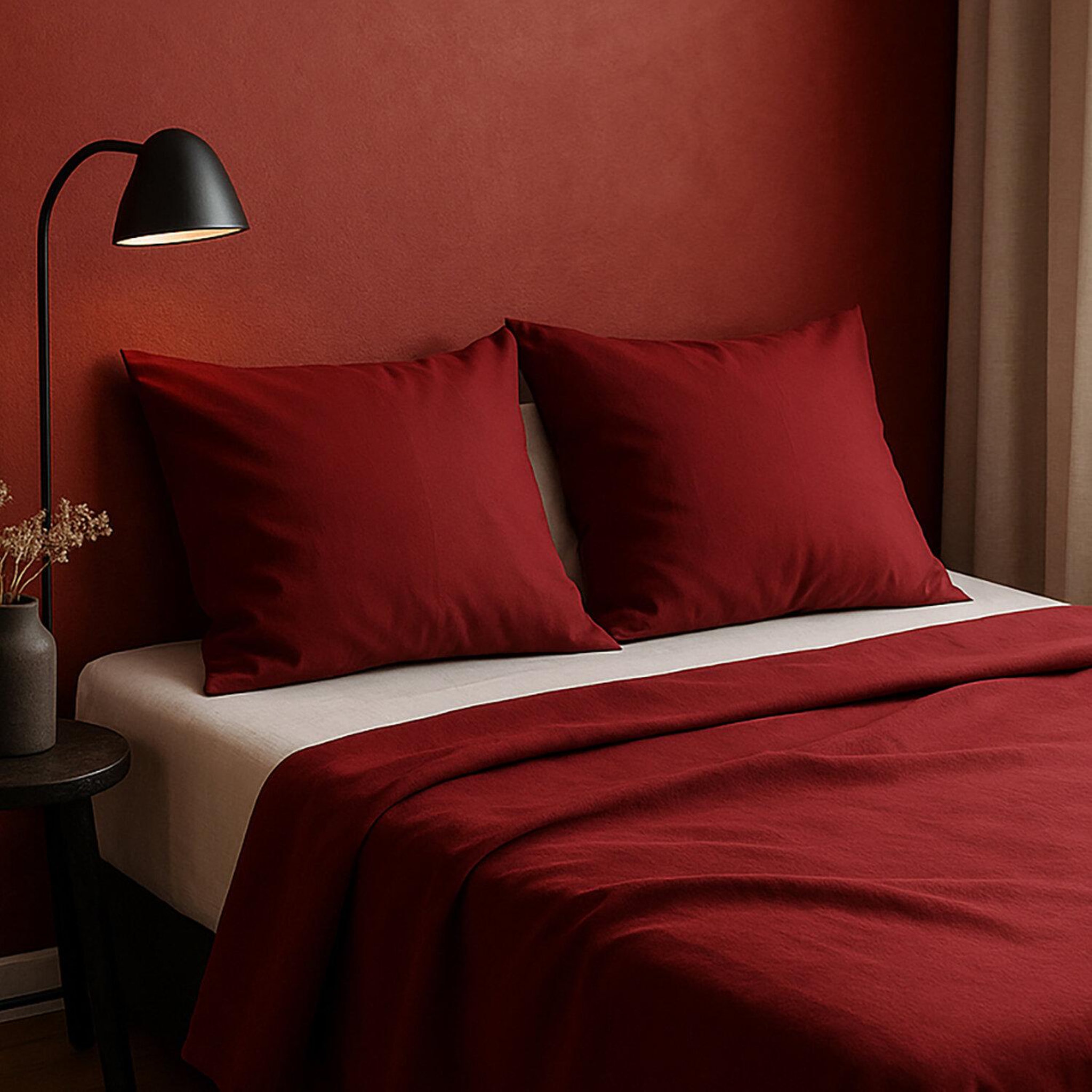 Voir la diapositive 3 : Home collection Drap plat 100% coton uni