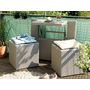 Voir la diapositive 3 : JARDIDECO Ensemble de balcon table et pouf ou banc Gris Java - Jardideco