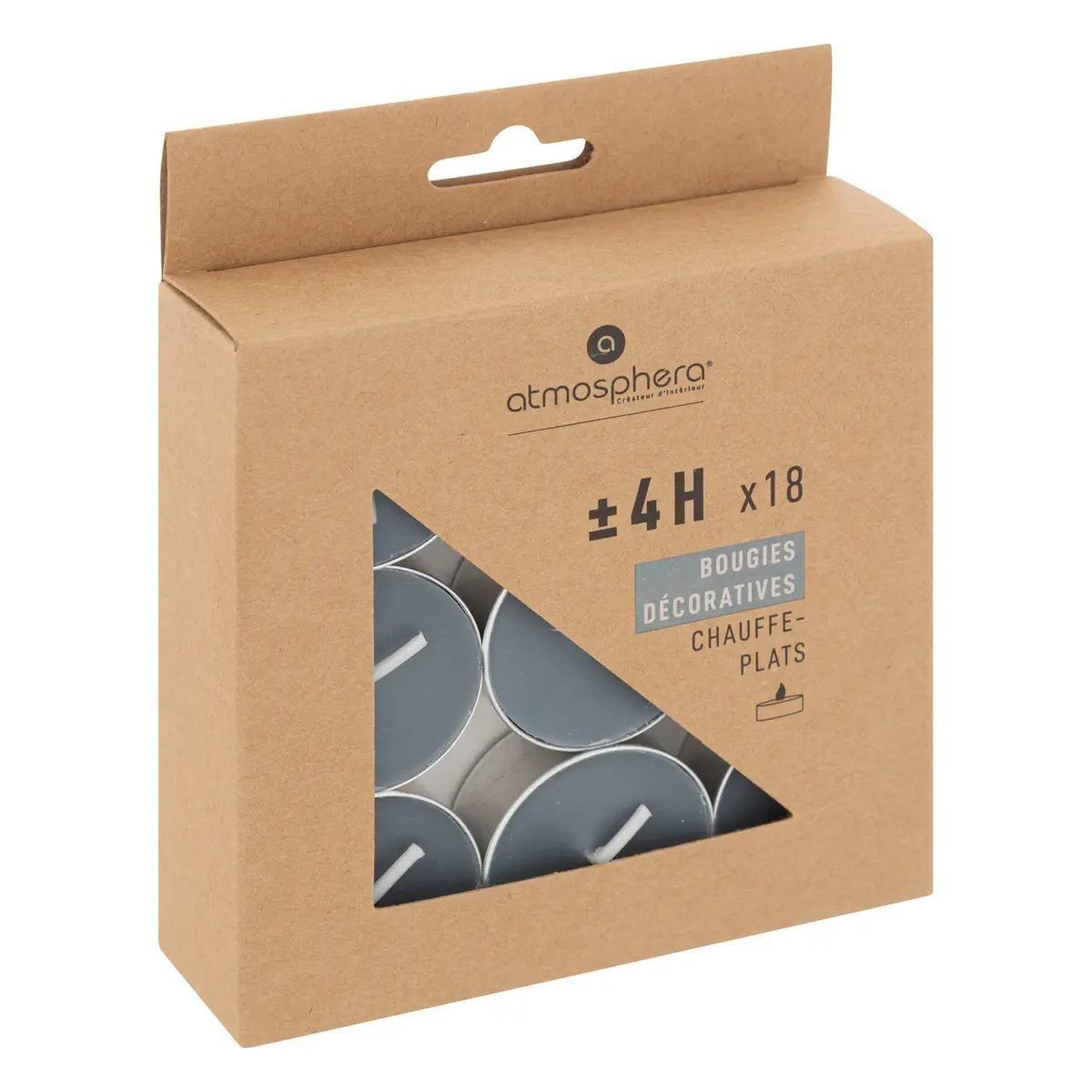Voir la diapositive 3 : ATMOSPHERA Lot de 18 bougies chauffe-plat  hugo  3,7cm bleu orage