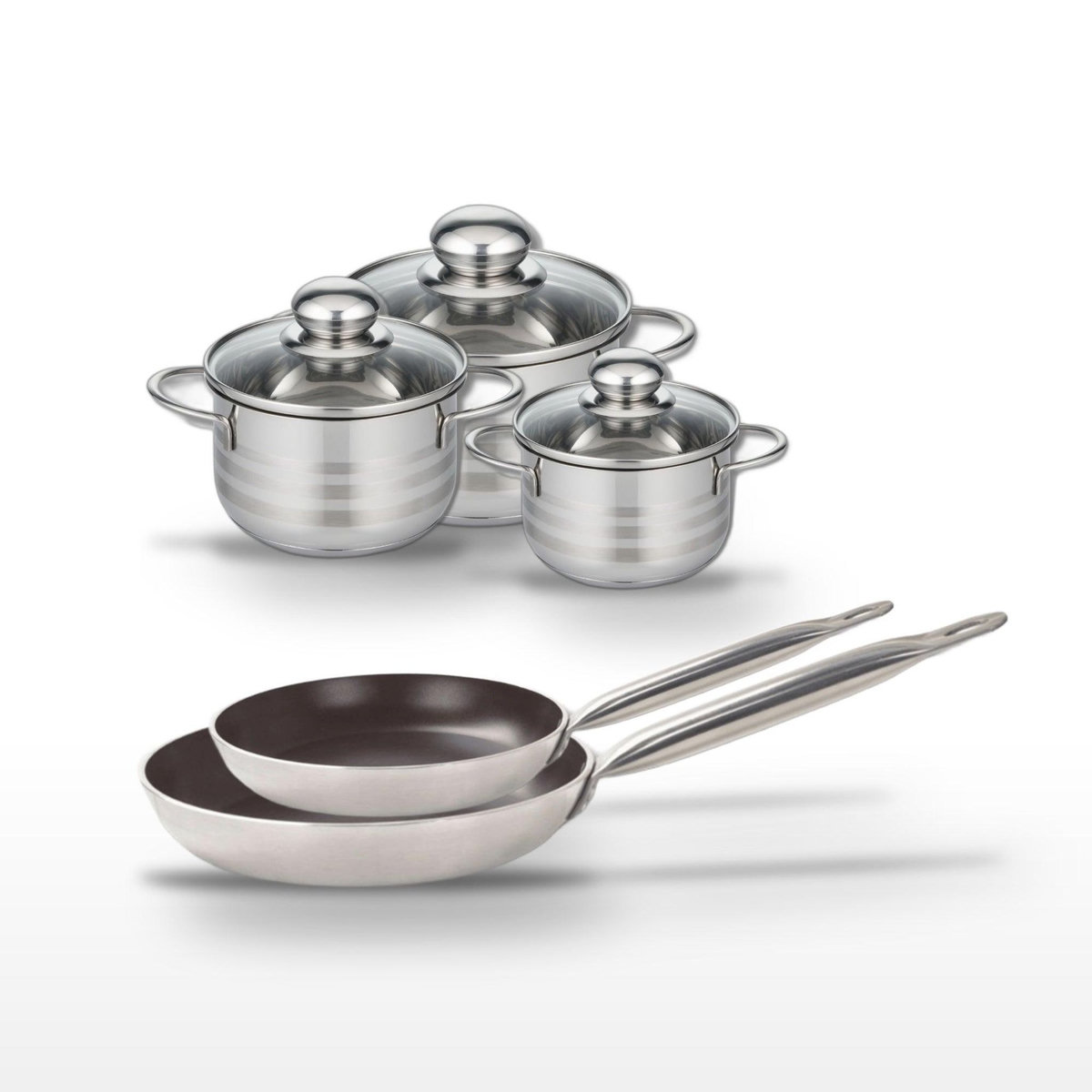 ELO Lot de 2 Poêles 28/32 cm et 3 Faitouts 12/14/16 cm Elo Bistro Line