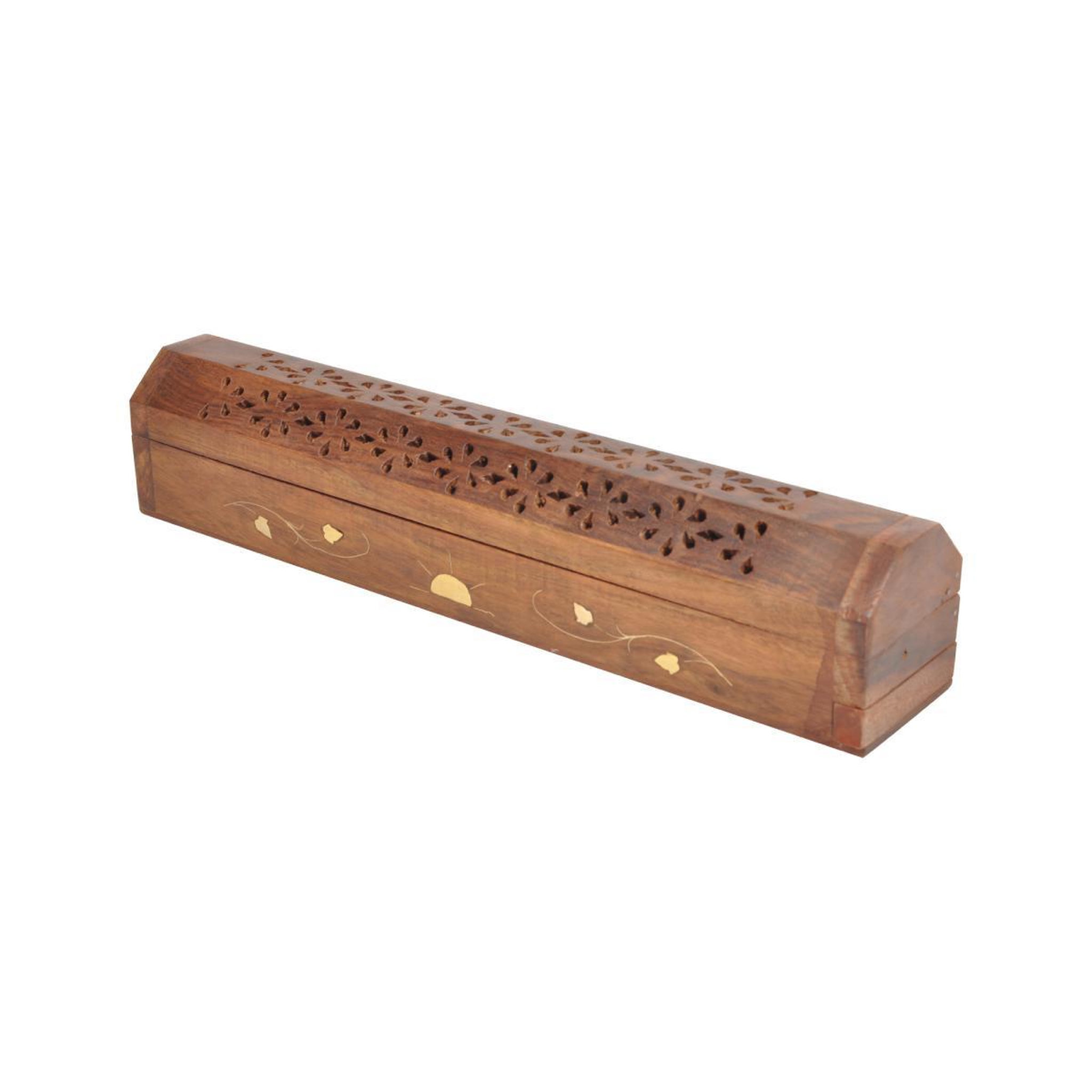 Voir la diapositive 2 : HOMEA Porte encens en bois  bâtons & cônes  30cm marron
