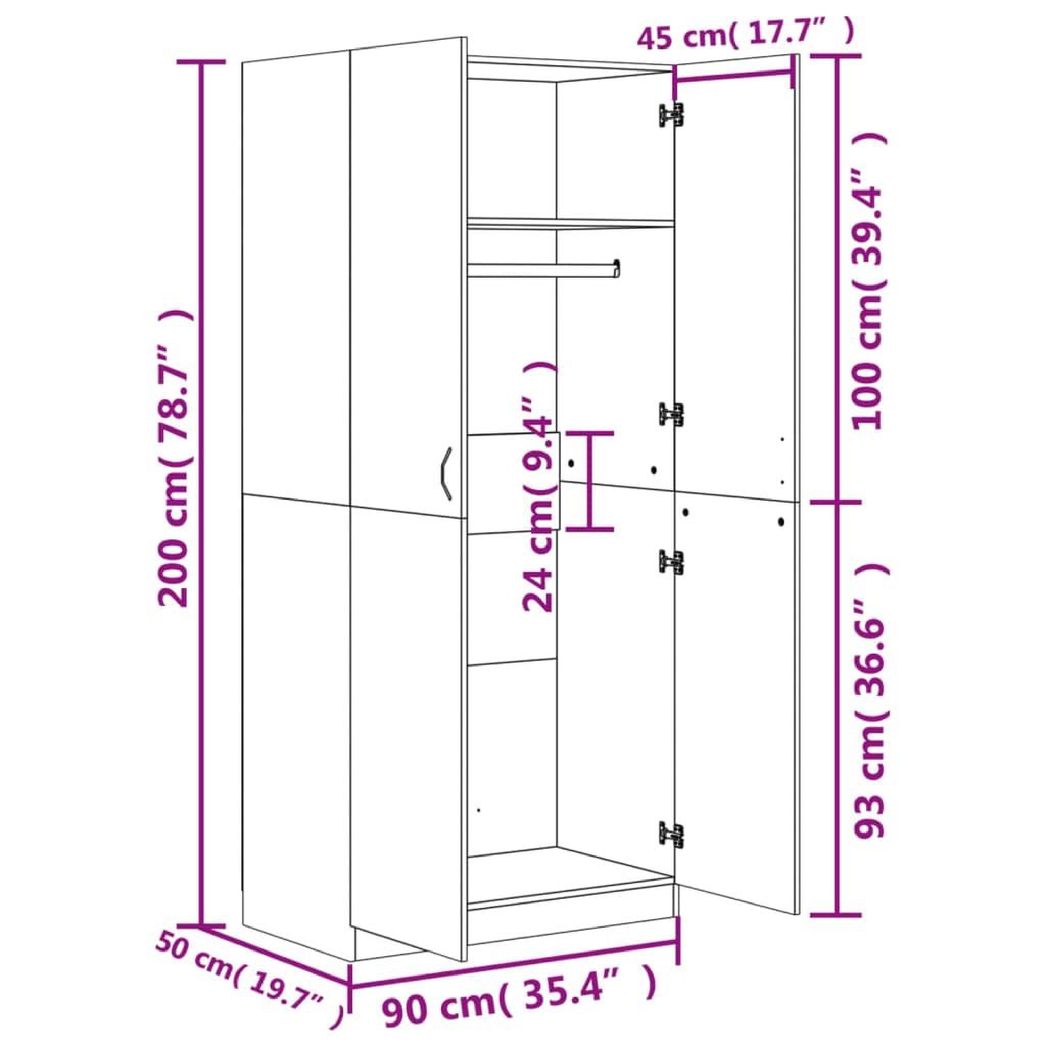 Voir la diapositive 6 : VIDAXL Garde-robe Gris beton 90x52x200 cm Bois d'ingenierie