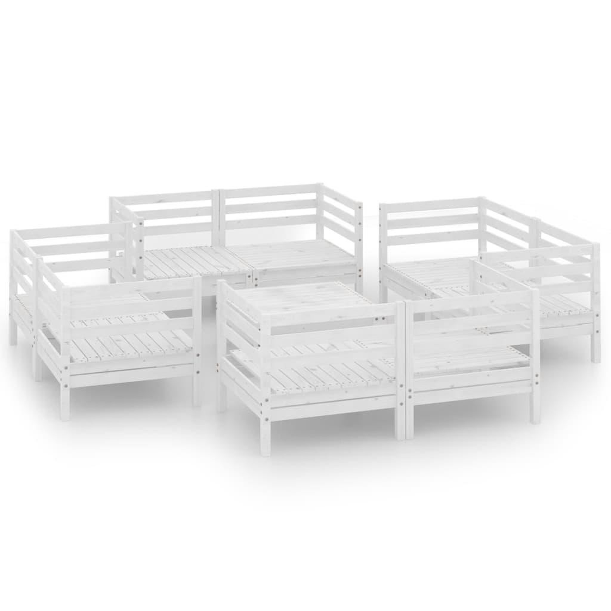 Voir la diapositive 2 : VIDAXL Salon de jardin 9 pcs blanc bois de pin massif