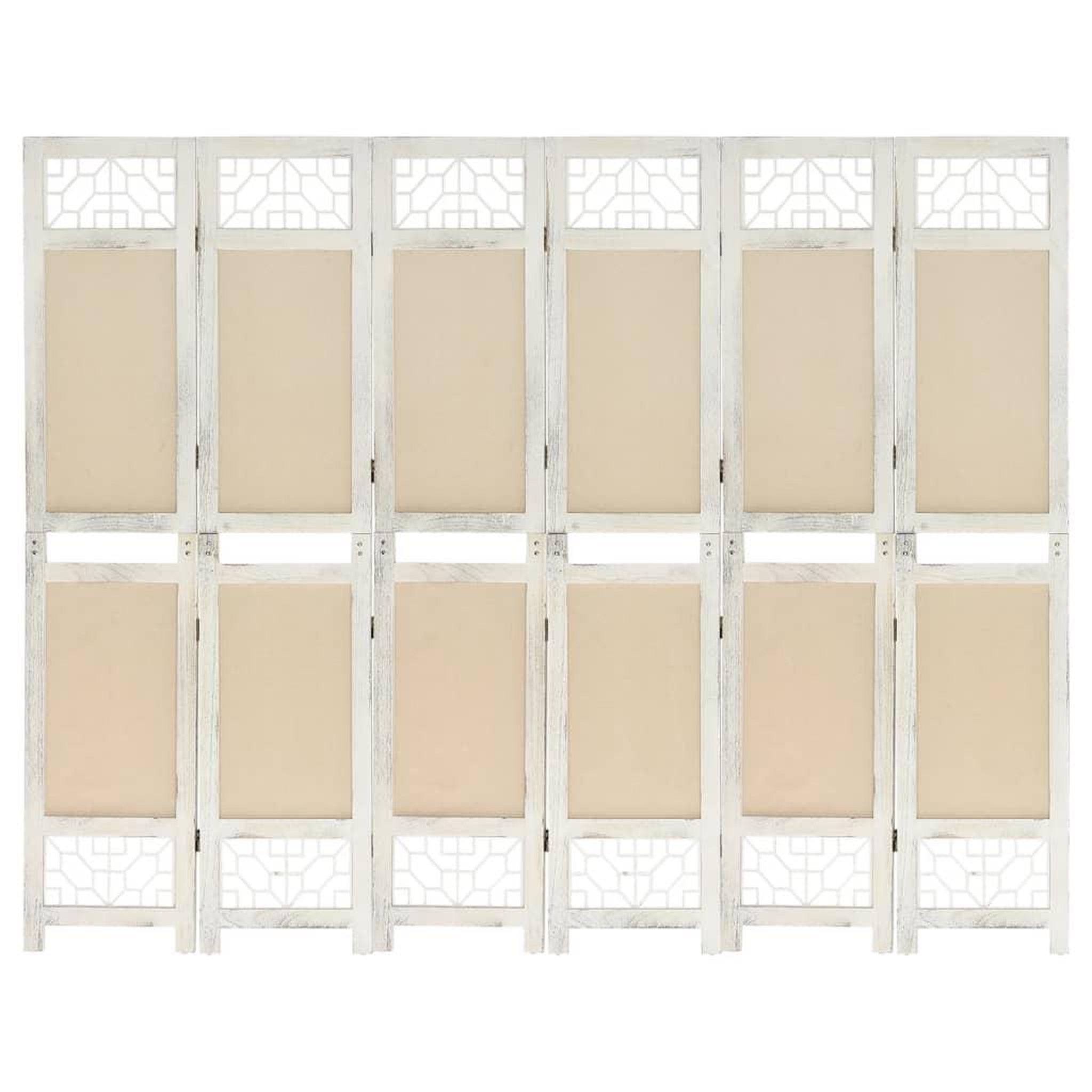 VIDAXL Cloison de separation 6 panneaux Creme 210x165 cm Tissu