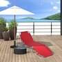 Voir la diapositive 2 : OUTSUNNY Bain de soleil transat pliable dossier réglable multipositions métal et polyester rouge