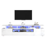 MERAX Meuble tv blanc 180 cm led panneau de particules