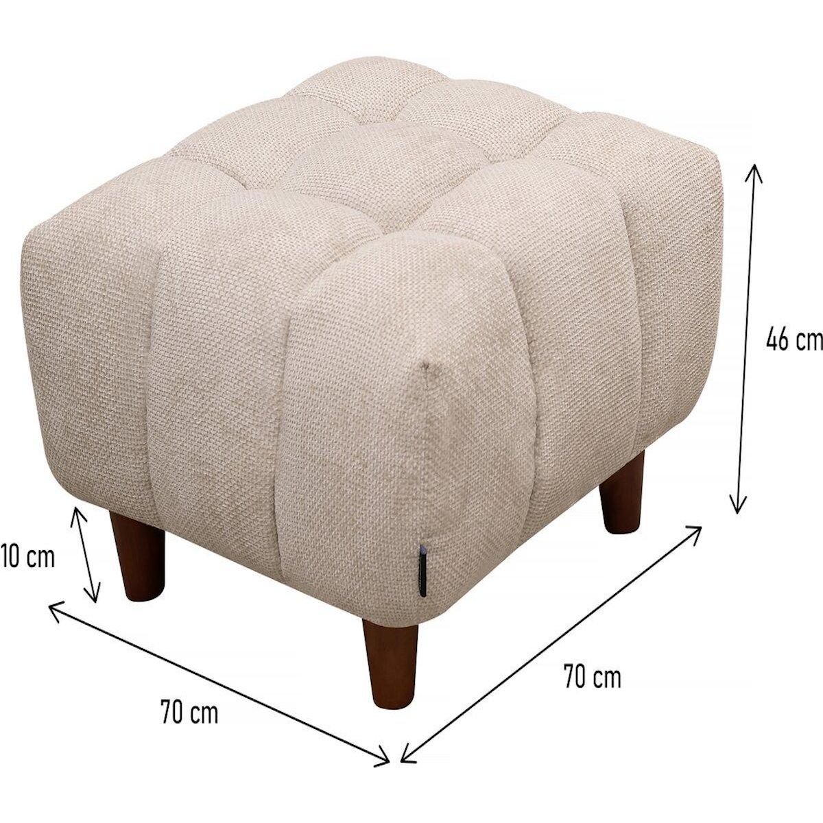 Habitat et Jardin Ottoman pour canapé droit  Matignon  - 70 x 70 x 46 cm - Beige