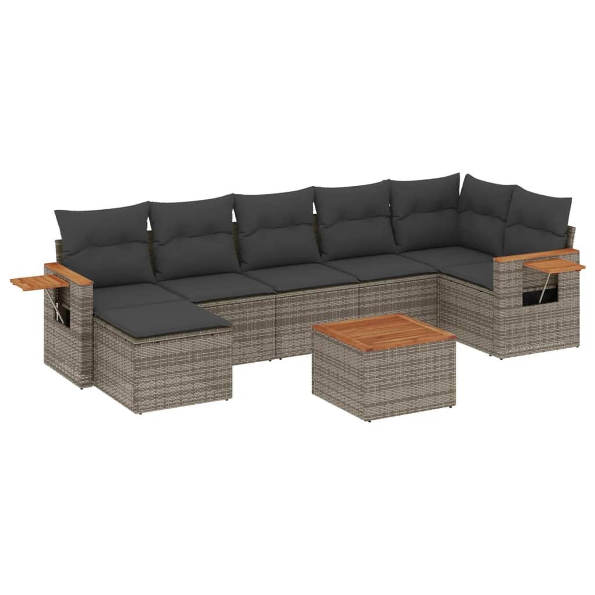 Voir la diapositive 2 : VIDAXL Salon de jardin 8 pcs avec coussins gris resine tressee